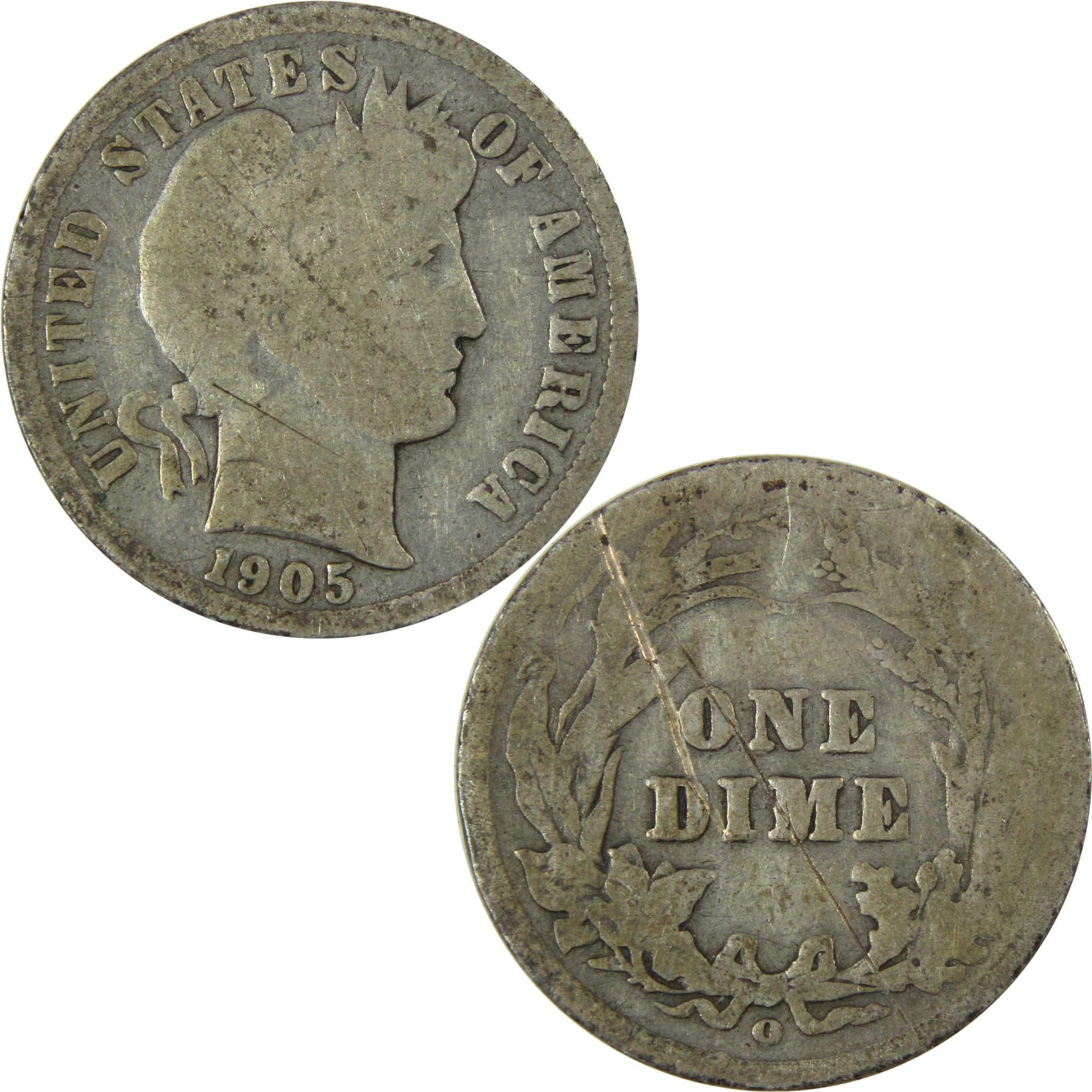 1905 O Micro O Barber Silver Dime G Good Details 10c Coin SKU:I26615