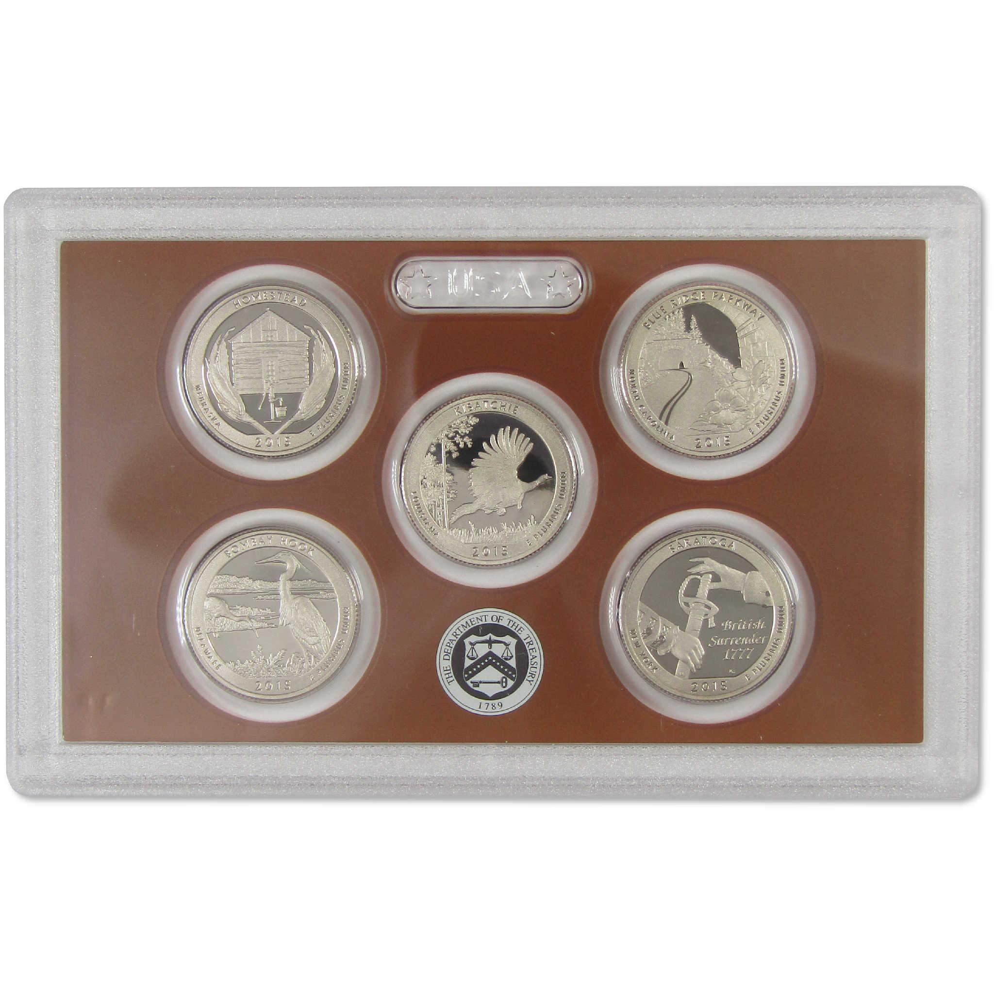 2015 America the Beautiful Quarter Clad Proof Set U.S. Mint OGP COA