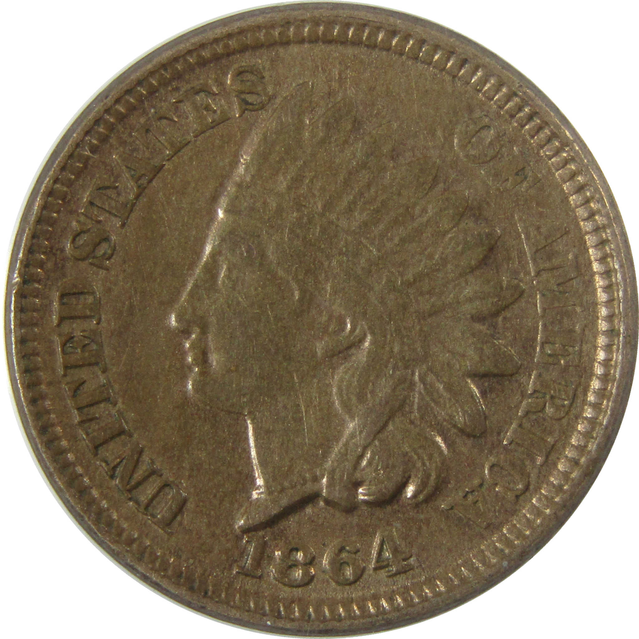 1864 Indian Head Copper-Nickel Cent AU 50 ANACS Penny SKU:I28026