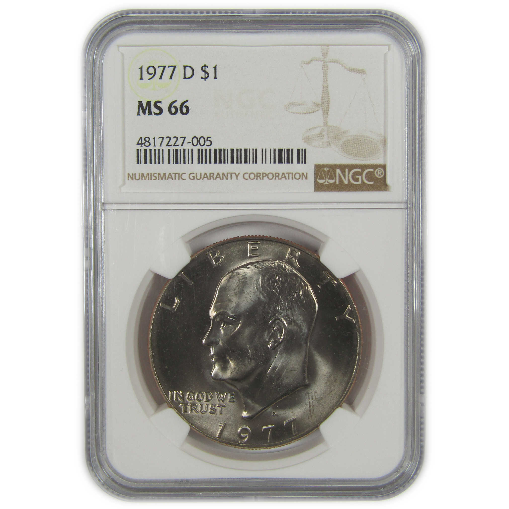 1977 D Eisenhower Clad Dollar MS 66 NGC IKE Uncirculated $1 Coin