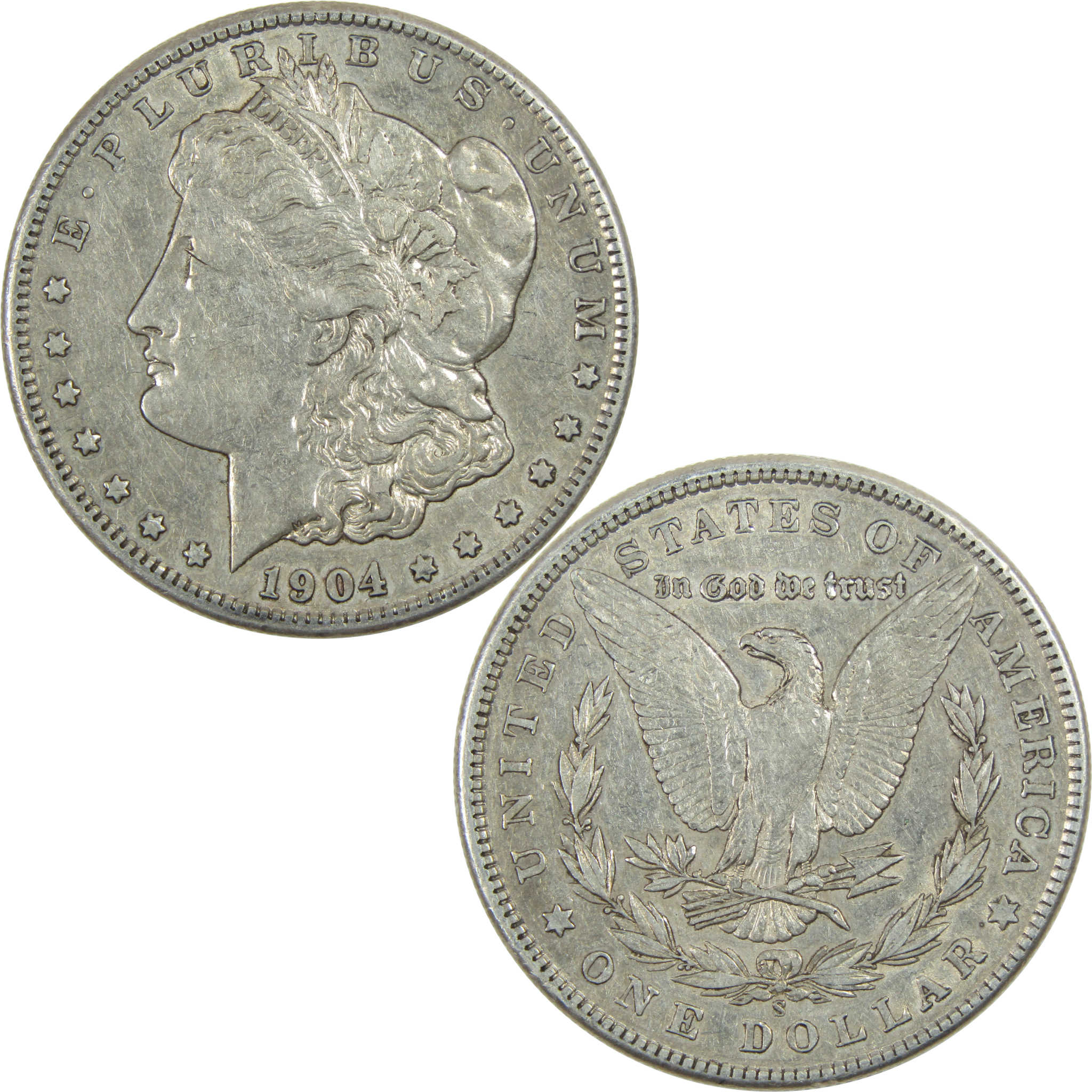 1904 S Morgan Dollar XF EF Extremely Fine Silver $1 Coin SKU:I13125 - Morgan coin - Morgan silver dollar - Morgan silver dollar for sale - Profile Coins & Collectibles