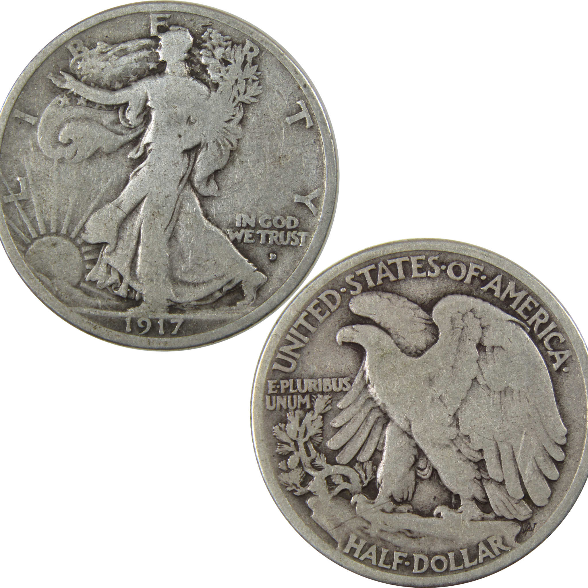1917 D Obverse Liberty Walking Half Dollar VG Very Good SKU:I23475