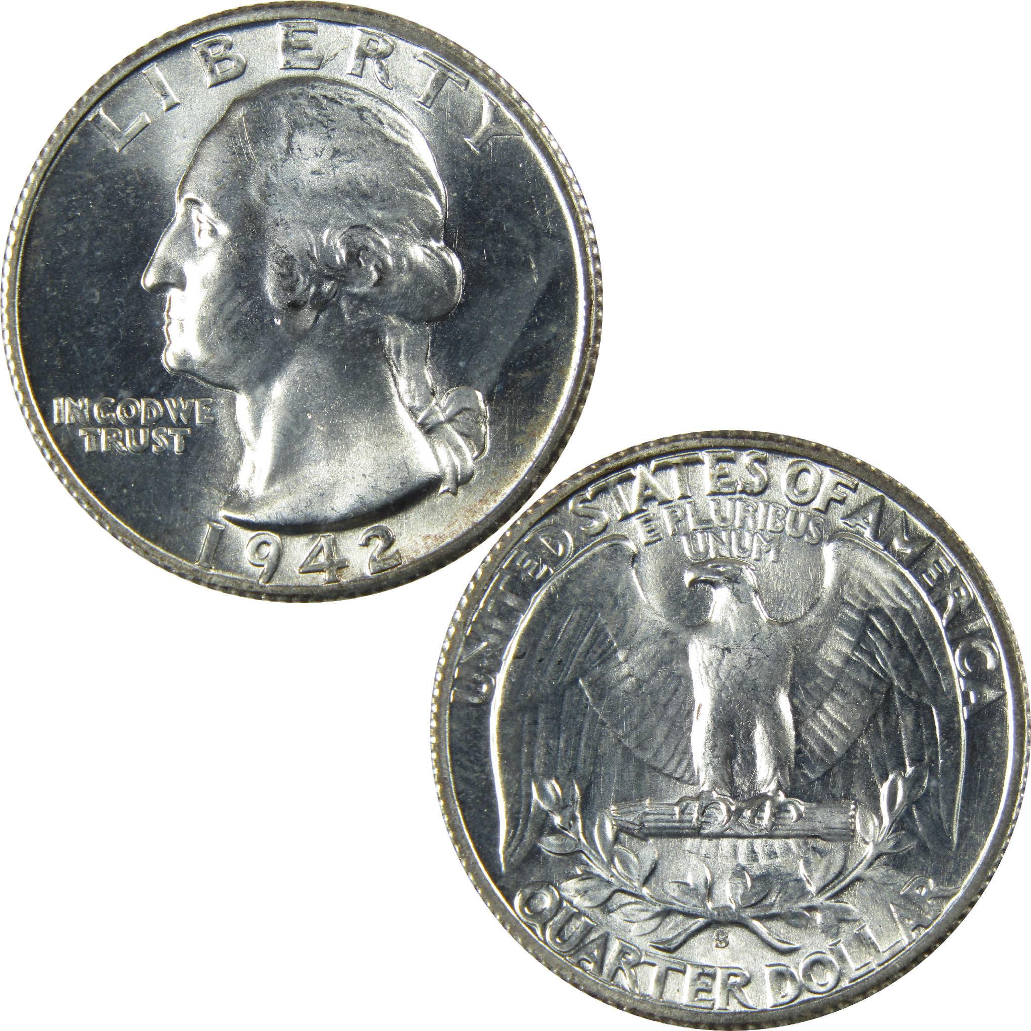 1942 S Washington Silver Quarter BU Choice Uncirculated Mint State