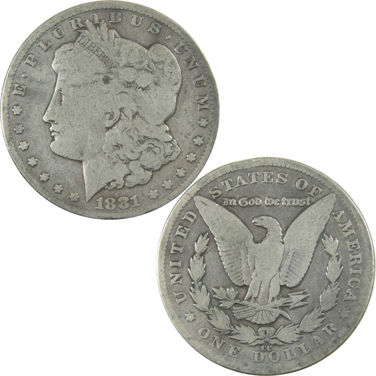 1881 CC Morgan Silver Dollar VG Very Good $1 Coin SKU:CP1739