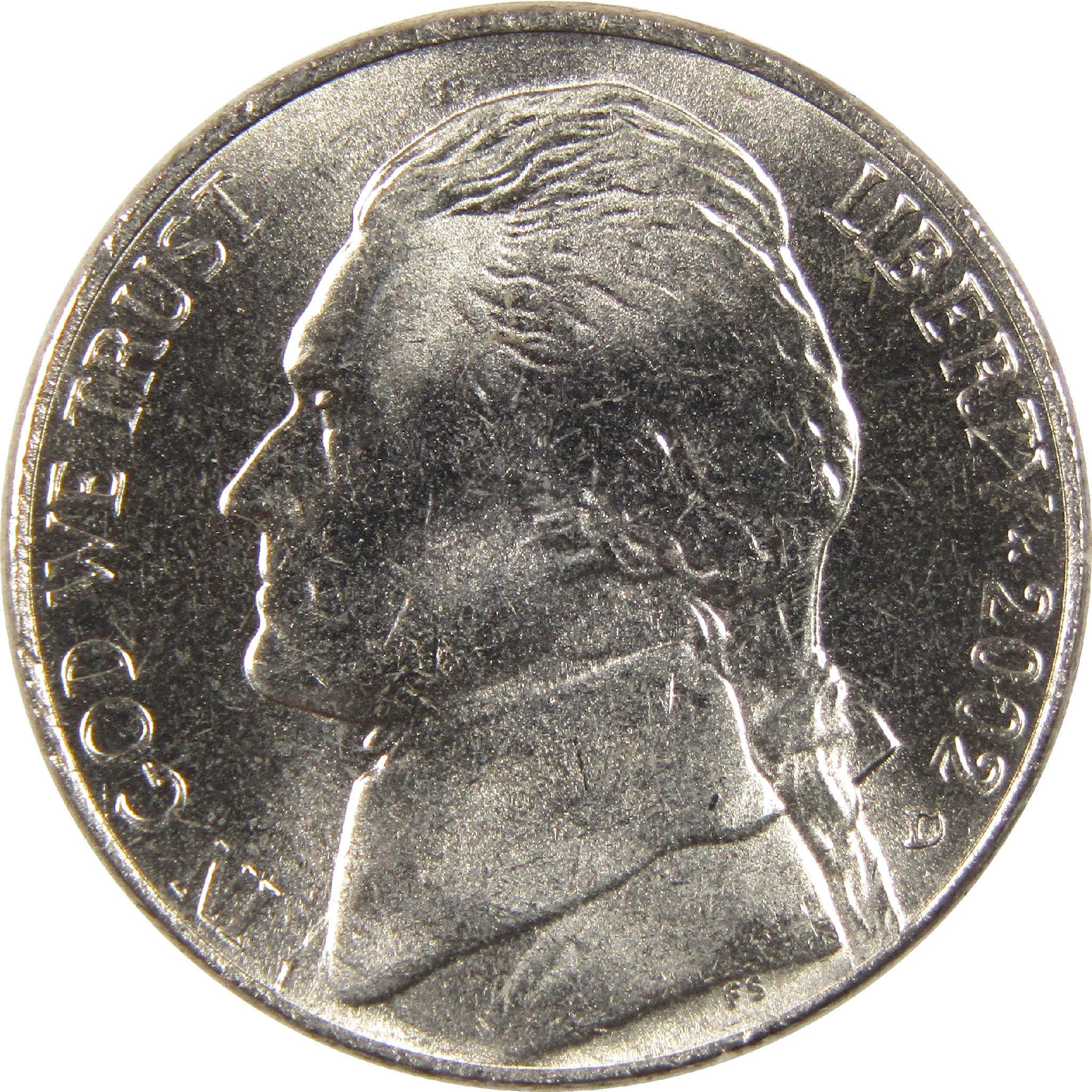 2002 D Jefferson Nickel BU Uncirculated 5c Coin