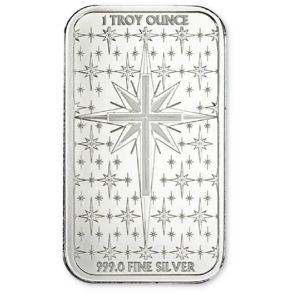 2025 Nativity Scene Colorized 1 oz Silver Bar Stained Glass Design