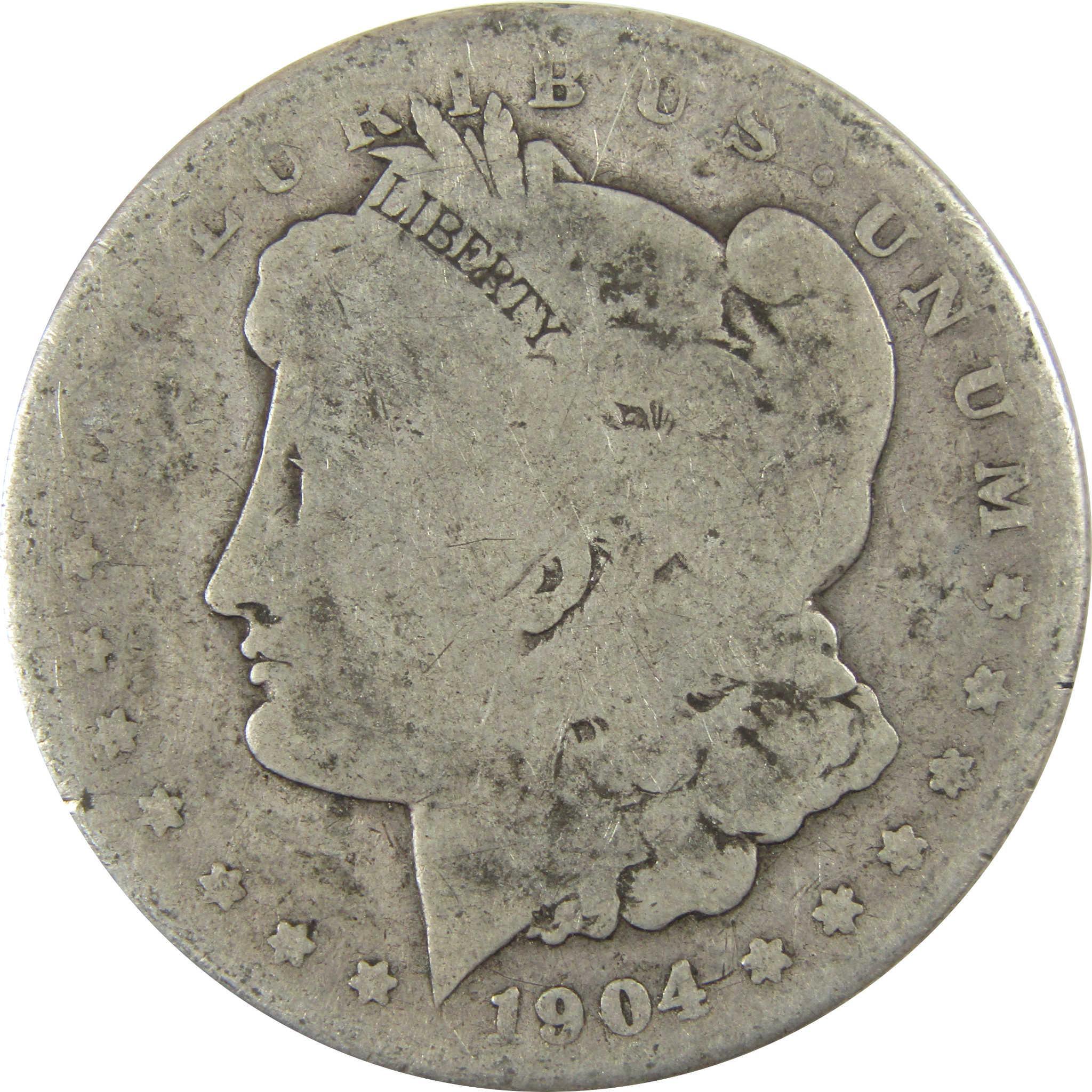 1904 S Morgan Silver Dollar AG About Good $1 Coin SKU:CP485 - Morgan coin - Morgan silver dollar - Morgan silver dollar for sale - Profile Coins & Collectibles