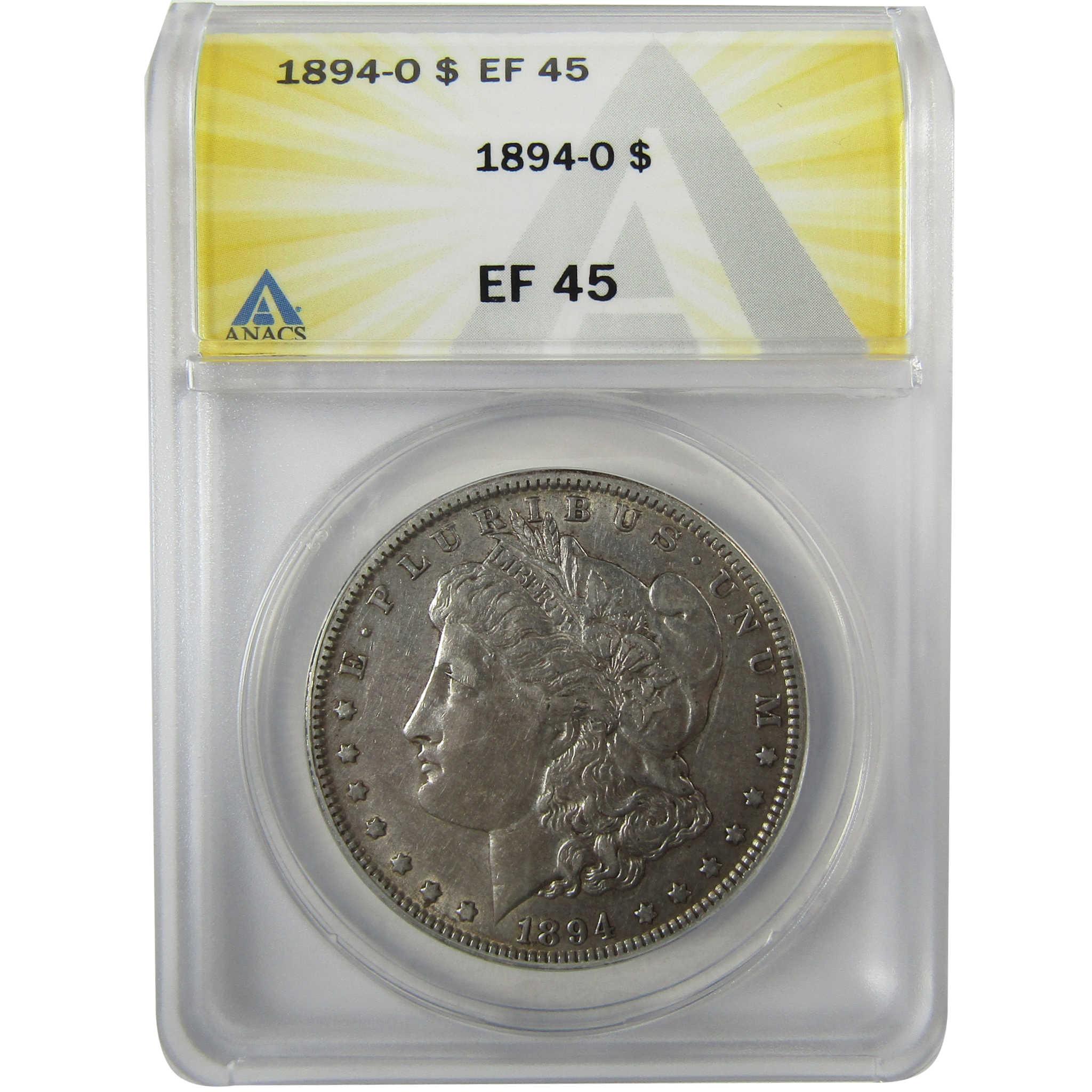 1894 O Morgan Silver Dollar EF 45 ANACS $1 Coin Collectible SKU:I27992 - Morgan coin - Morgan silver dollar - Morgan silver dollar for sale - Profile Coins & Collectibles