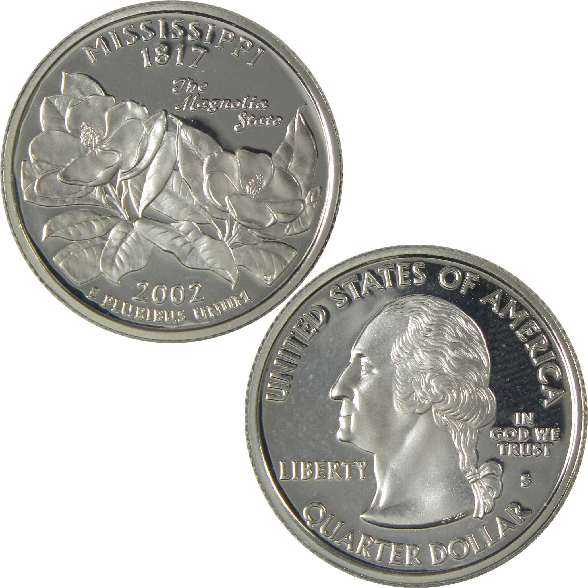 2002 S Mississippi State Silver Quarter Proof 25c Coin Collectible