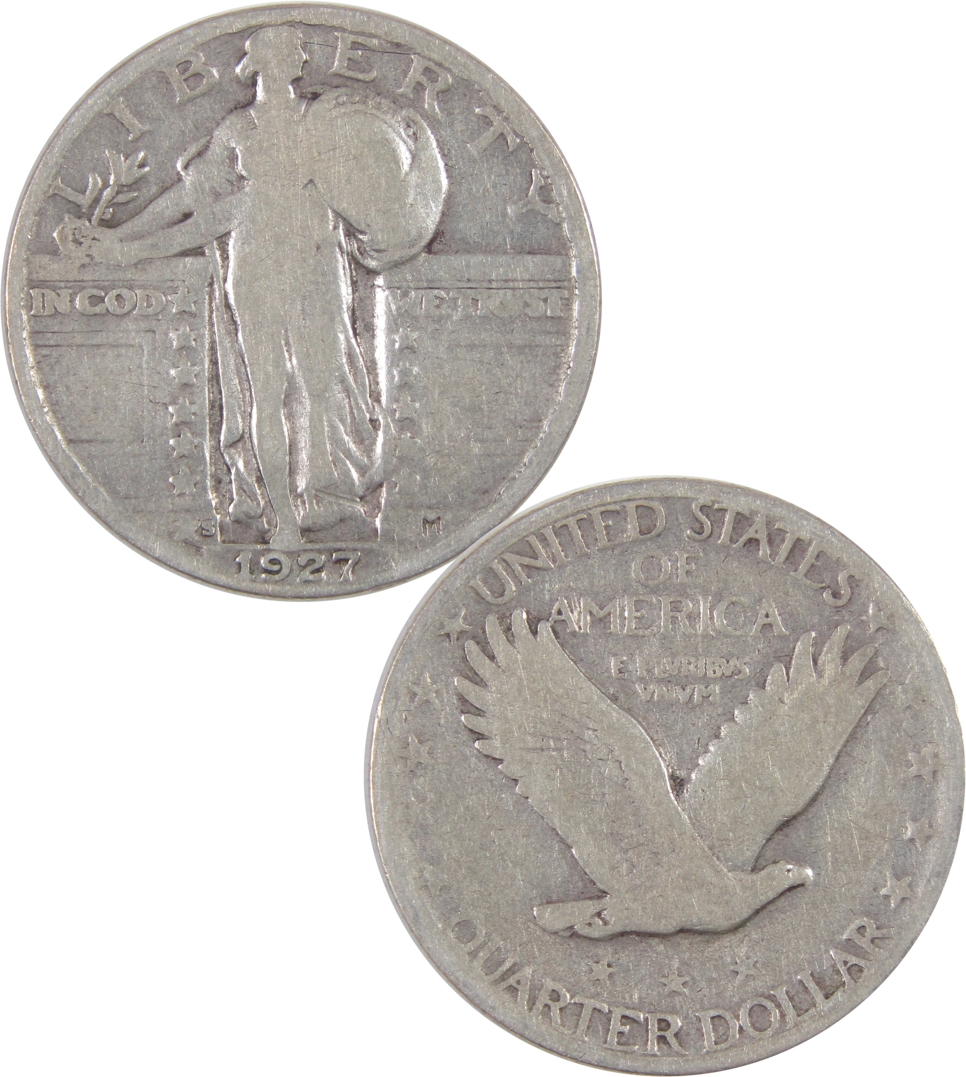 1927 S Standing Liberty Quarter G Good Silver 25c Coin SKU:I17641