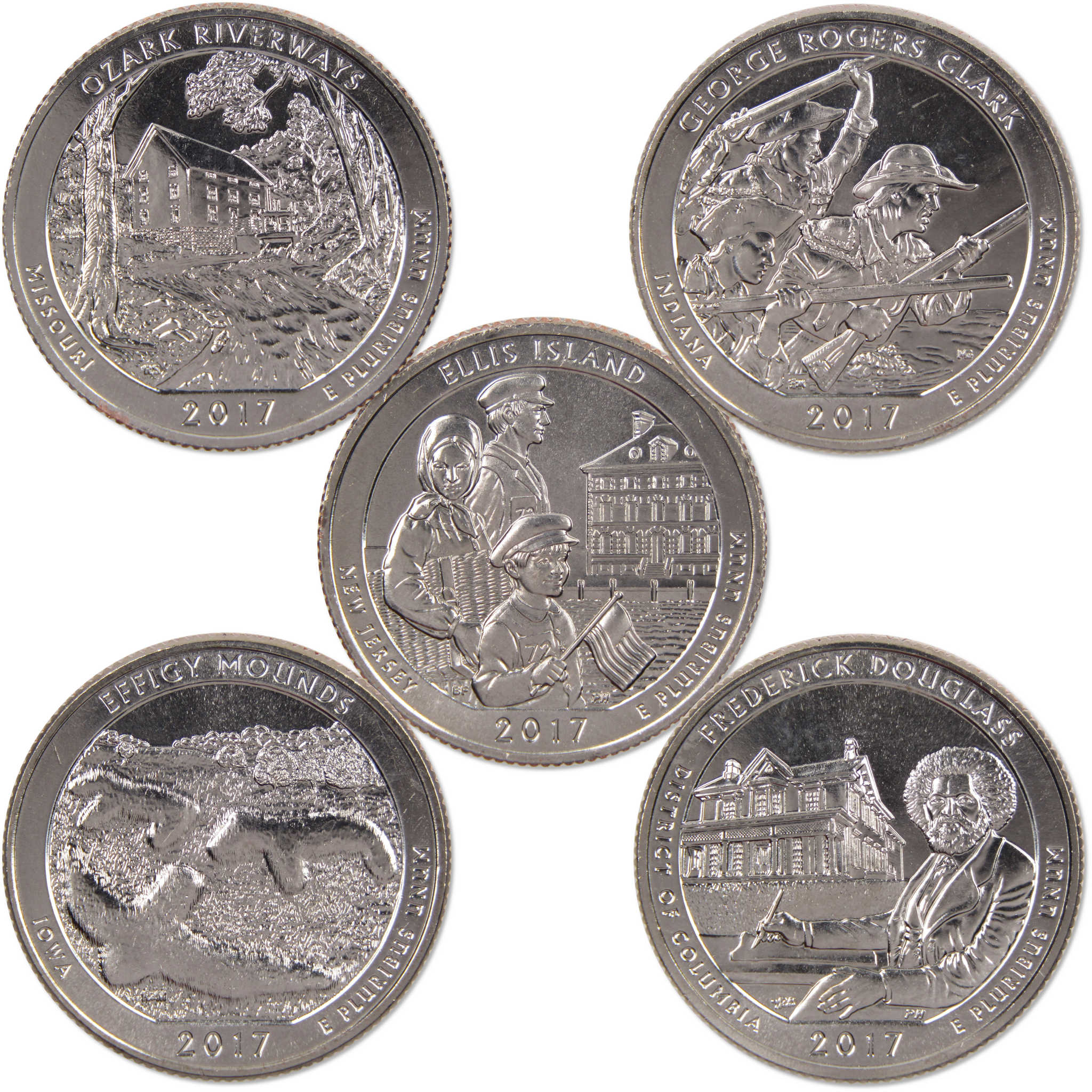 2017 S Quarter 5 Coin Set Clad Uncirculated Mint State 25c Collectible
