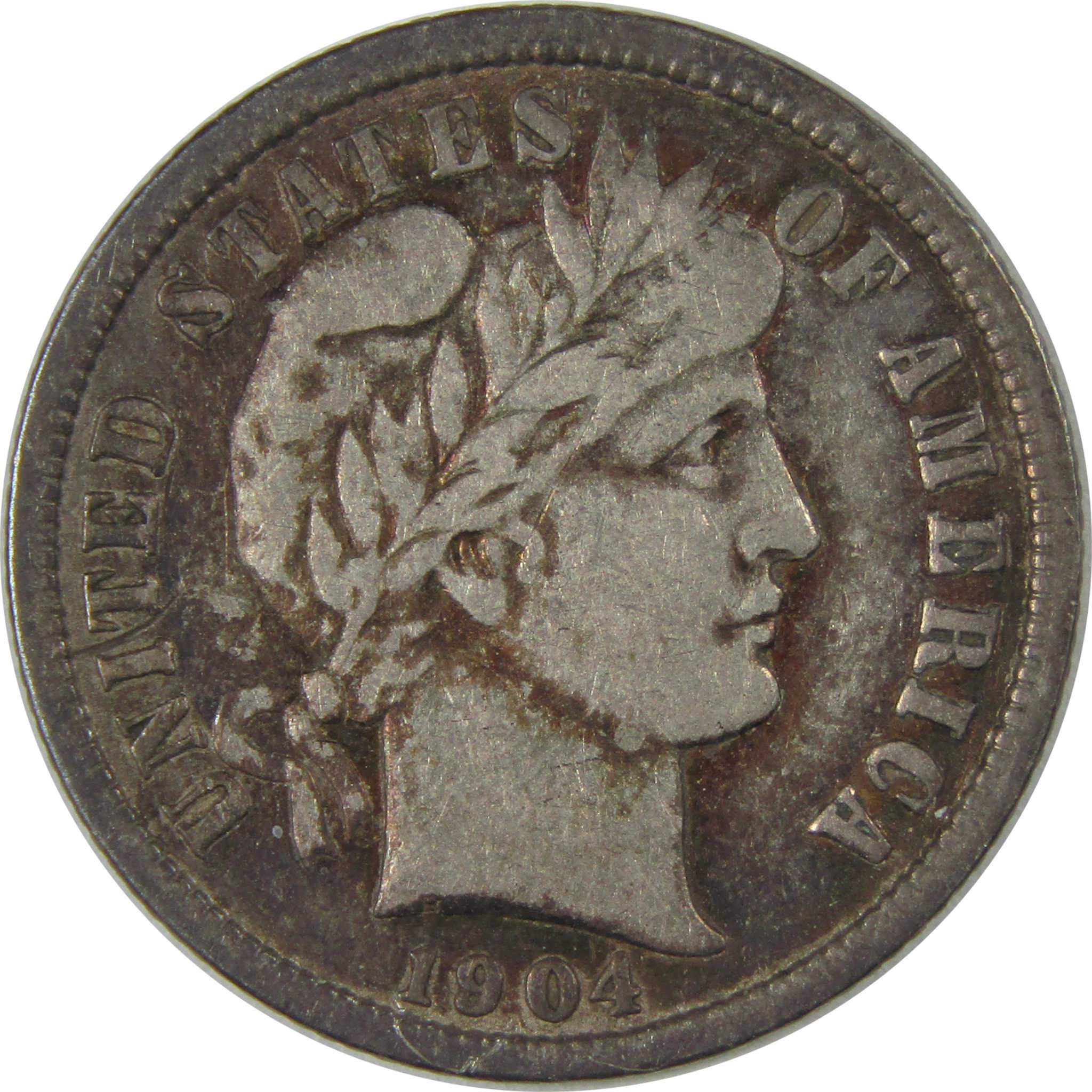 1904 Barber Silver Dime VF Very Fine 10c Coin Collectible SKU:I23888