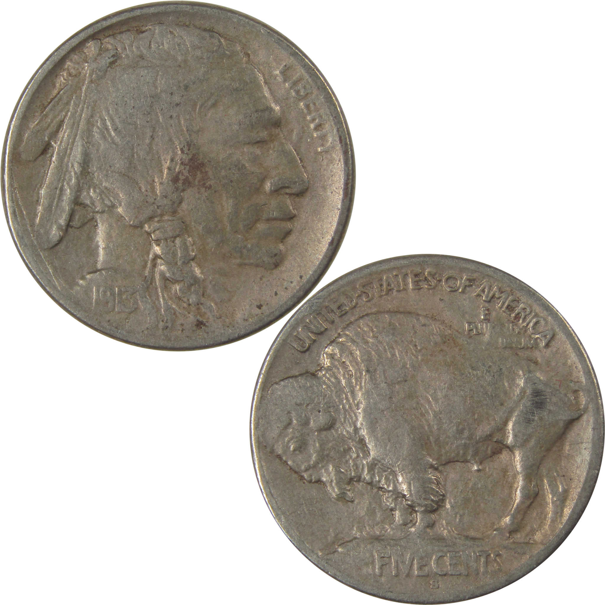 1913 S Type 1 Indian Head Buffalo Nickel F Fine Details SKU:I22916