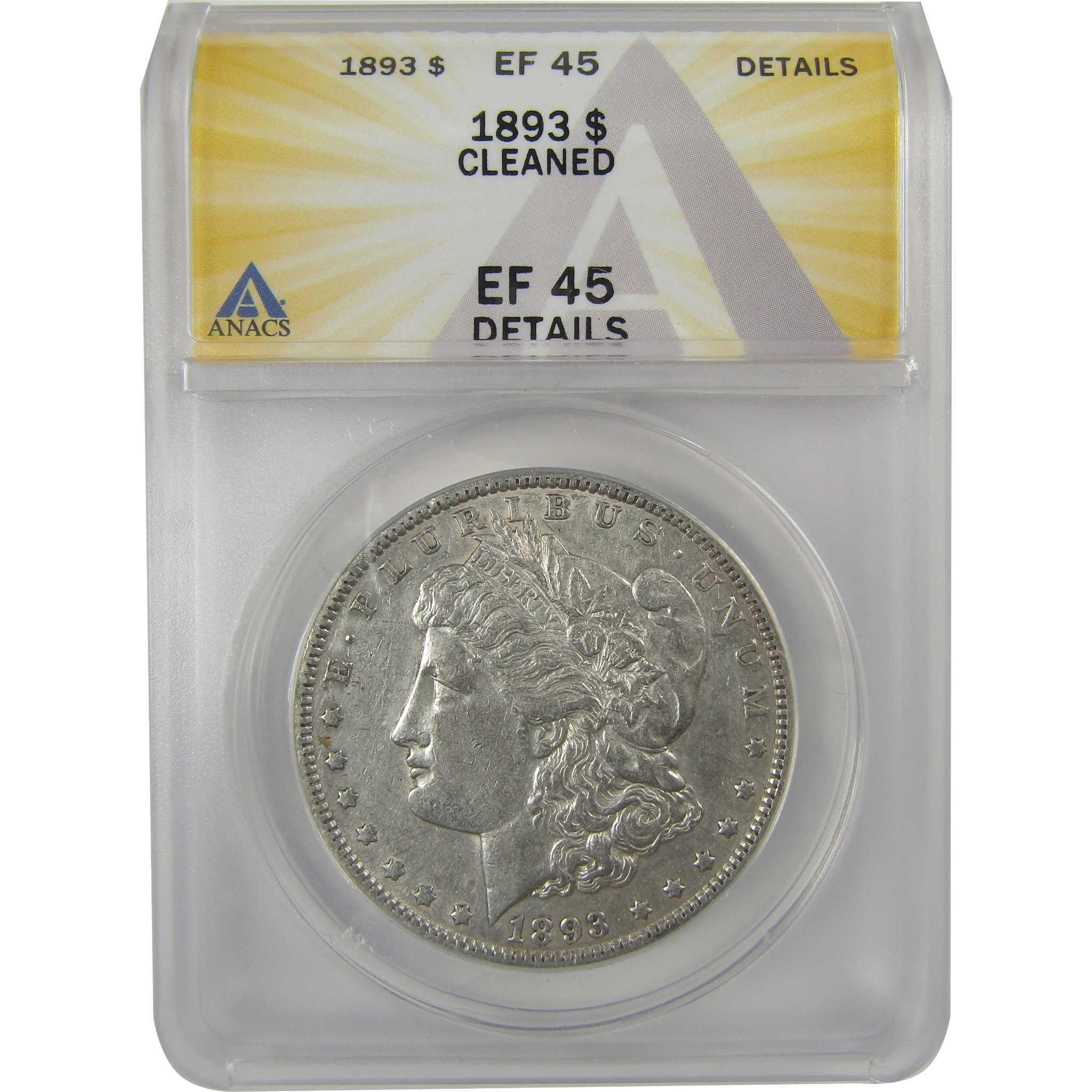 1893 Morgan Dollar EF 45 Details ANACS Silver $1 Coin SKU:I20358 - Morgan coin - Morgan silver dollar - Morgan silver dollar for sale - Profile Coins & Collectibles