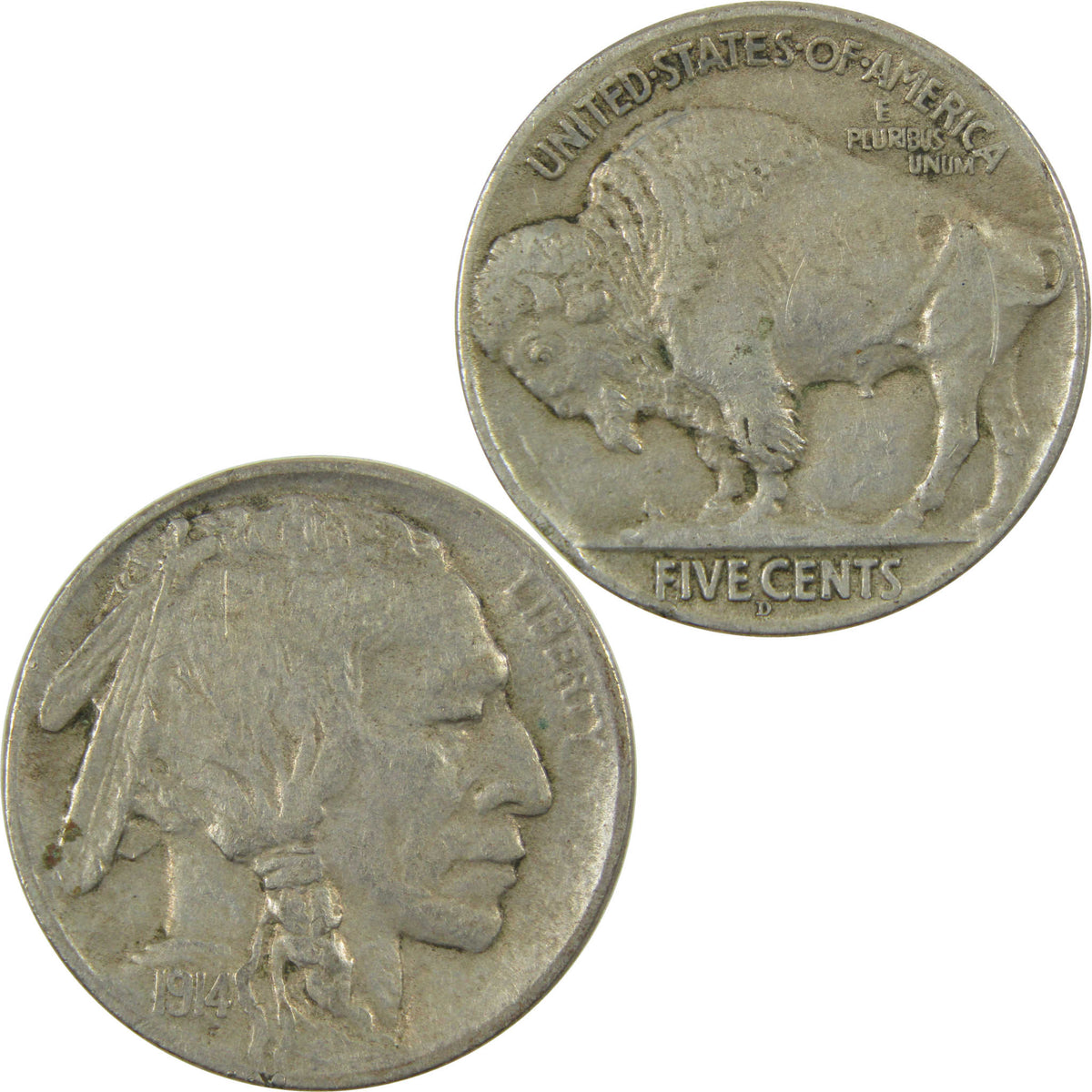 1914 D Buffalo Nickel VF/XF Very Fine / Extremely Fine 5c Coin SKU:CP1758