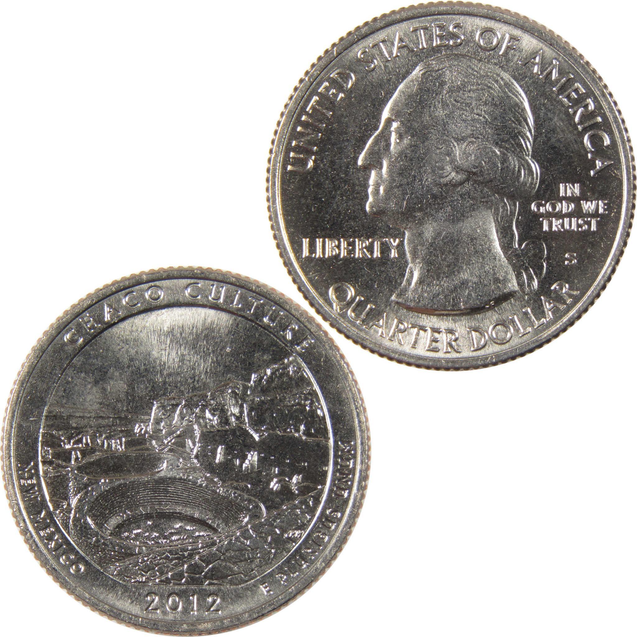 2012 Chaco Culture National Historical Park US quarter dollar, collectible coin, obverse and reverse sides