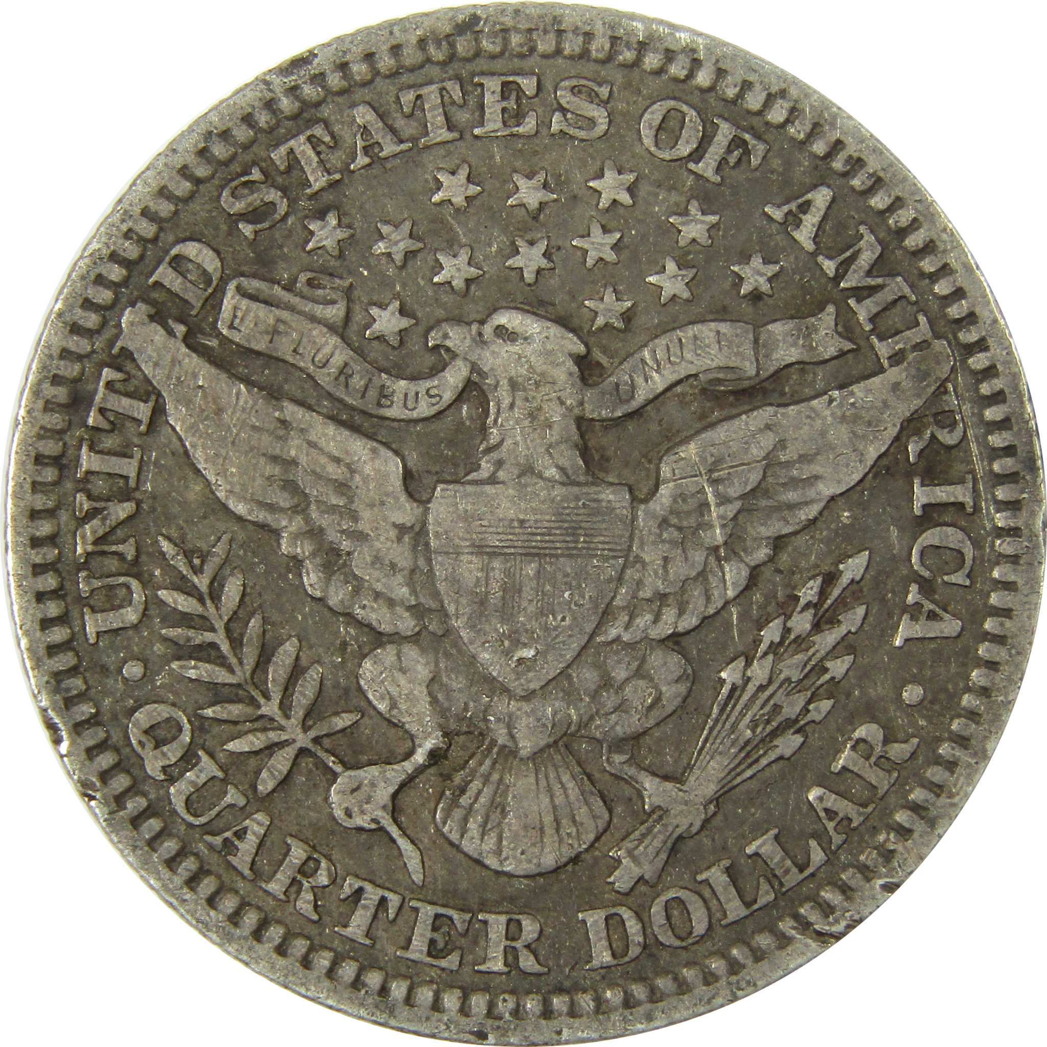 1909 Barber Silver Quarter F Fine 25c Coin SKU:CP883