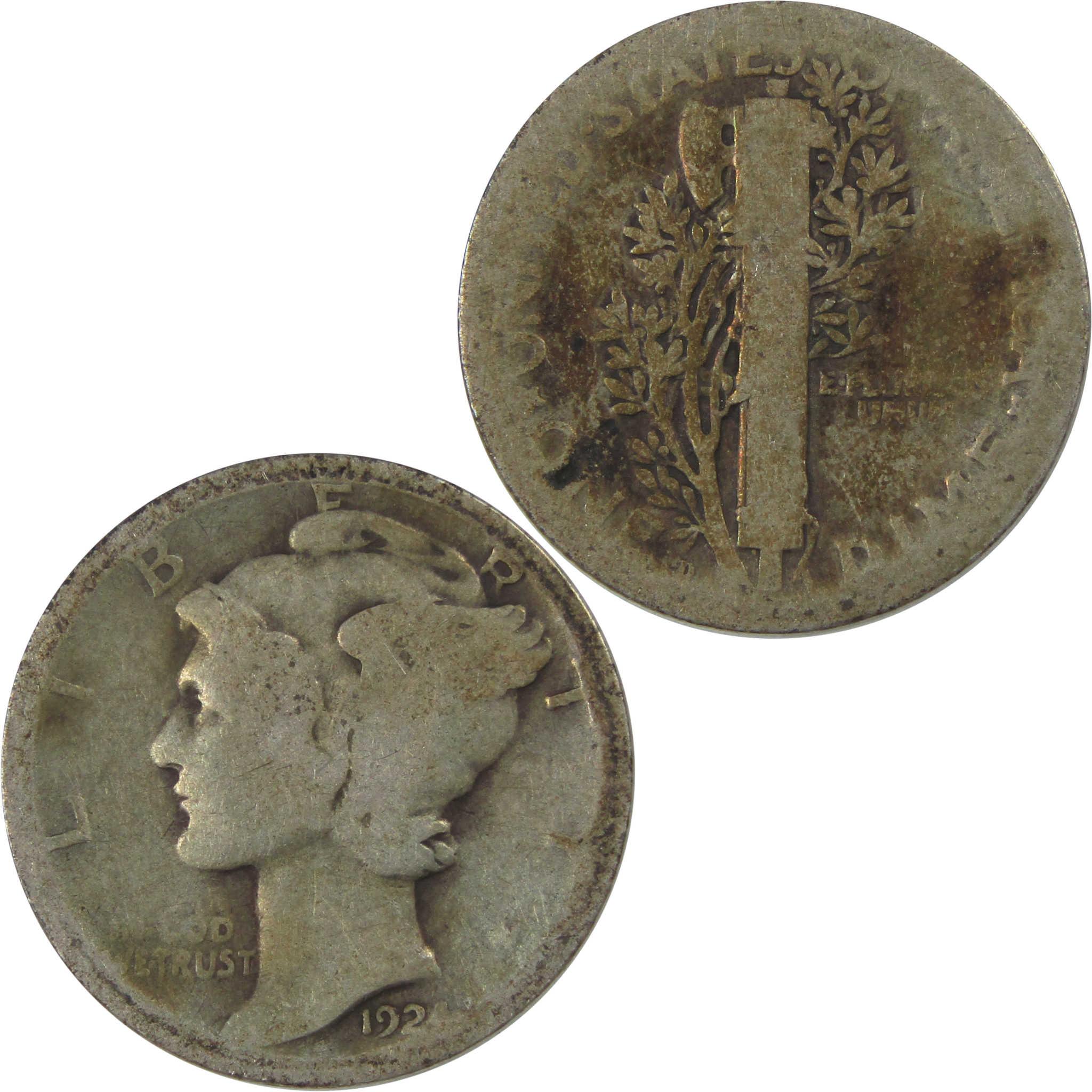 1924 D Mercury Silver Dime AG About Good 10c Coin SKU:I24380