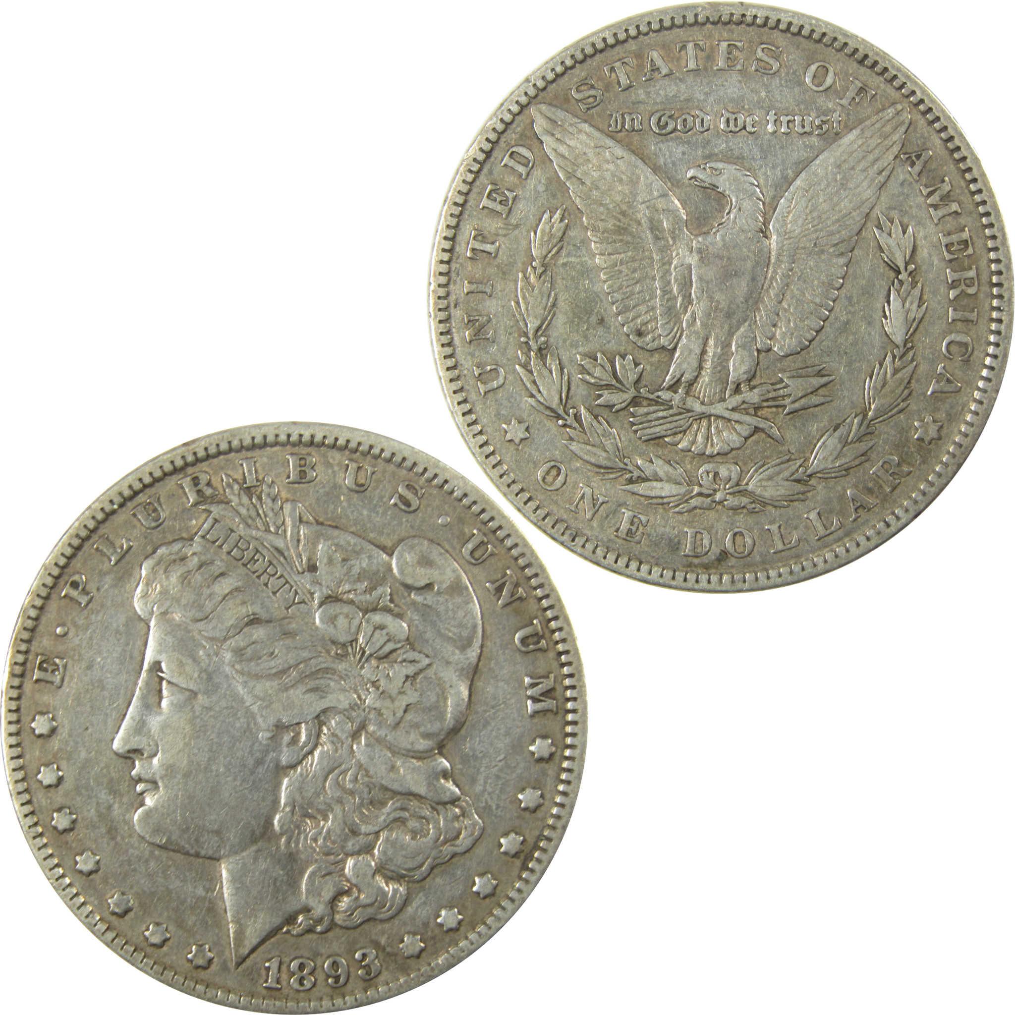 1893 Morgan Silver Dollar VF Very Fine $1 Coin Collectible SKU:I25123 - Morgan coin - Morgan silver dollar - Morgan silver dollar for sale - Profile Coins & Collectibles
