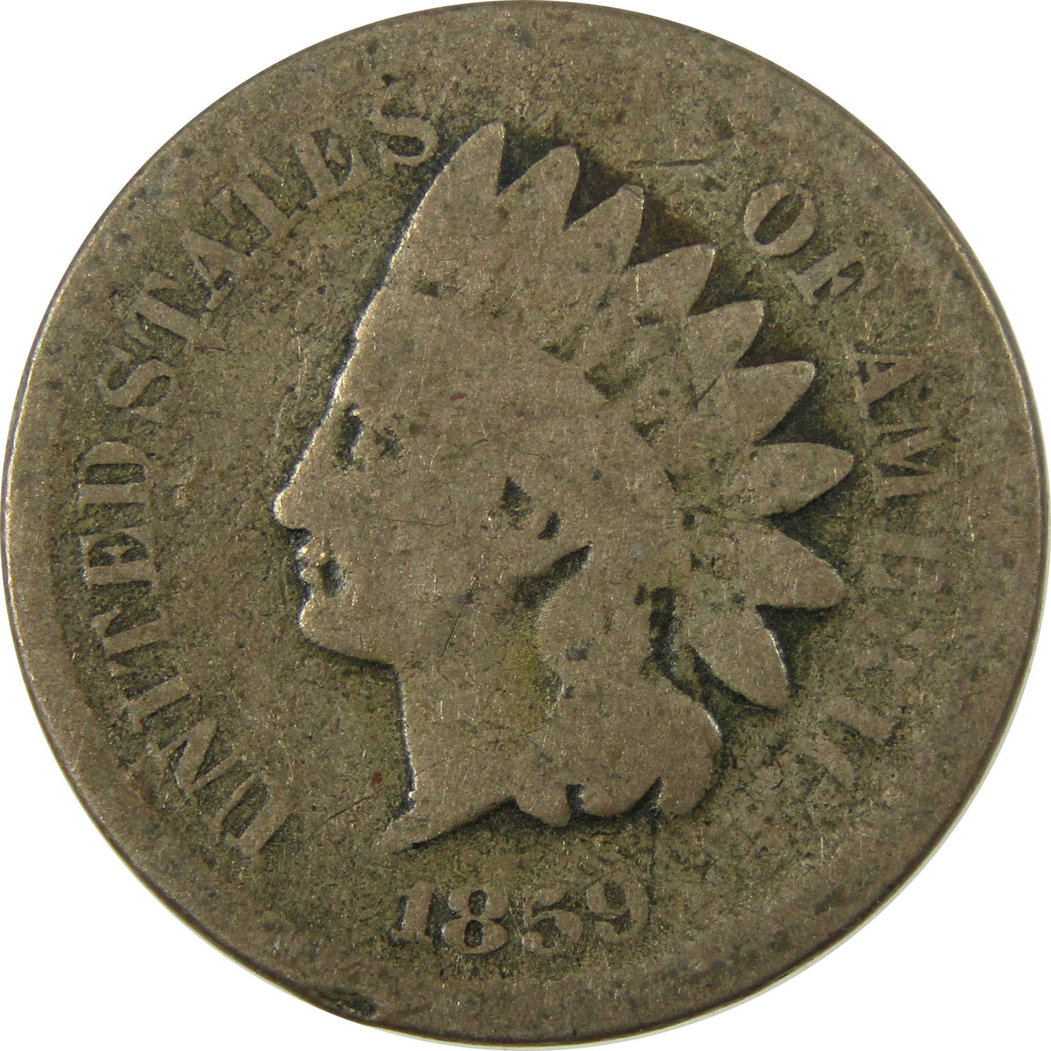 1859 Indian Head Cent AG About Good Penny 1c Coin SKU:CP1318