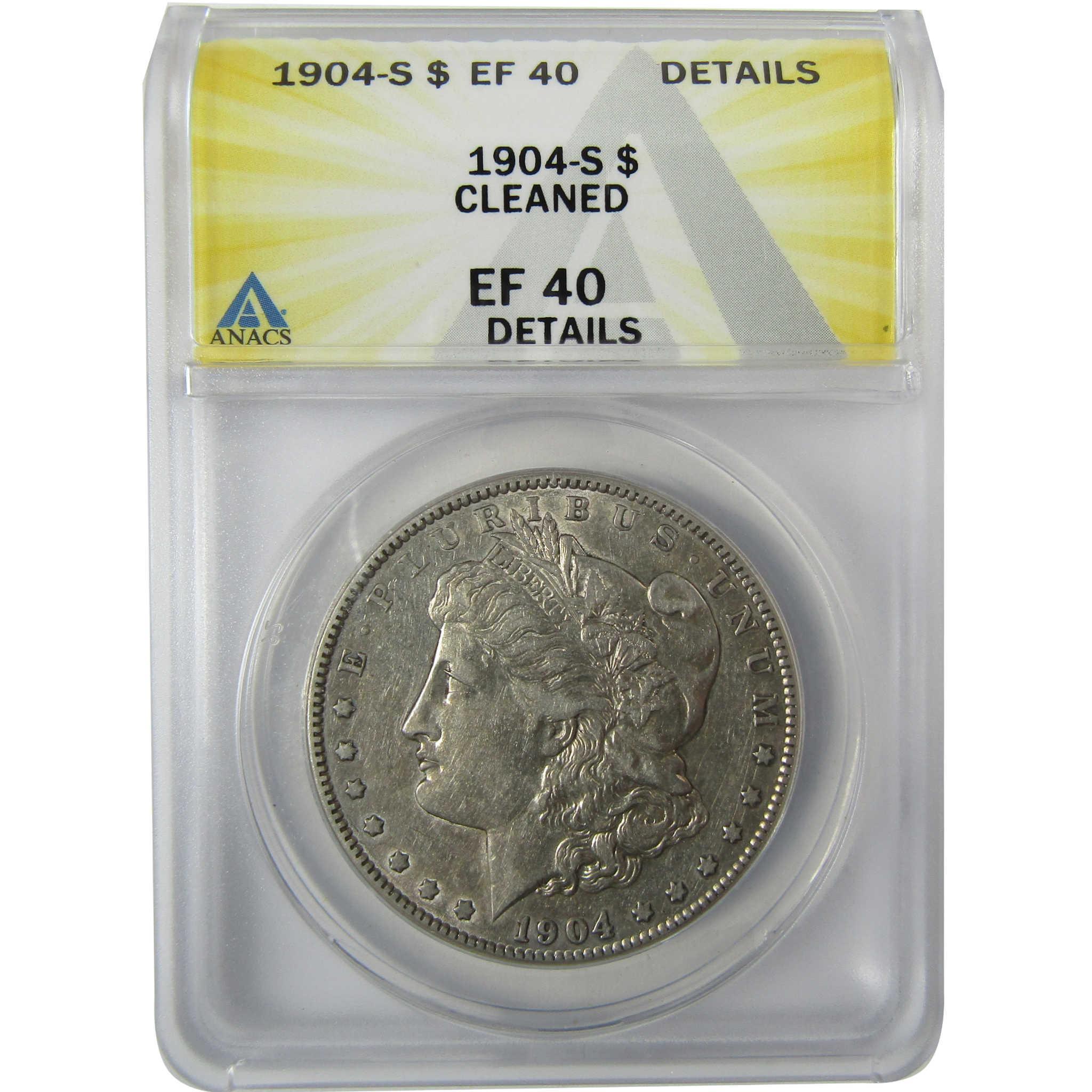 1904 S Morgan Silver Dollar EF 40 Details ANACS $1 CoinSKU:CP865 - Morgan coin - Morgan silver dollar - Morgan silver dollar for sale - Profile Coins & Collectibles