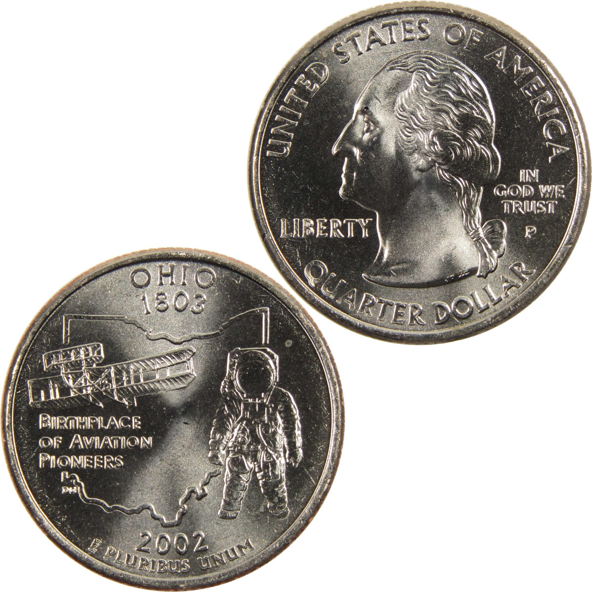 2002 P Ohio State Quarter BU Uncirculated Clad 25c Coin