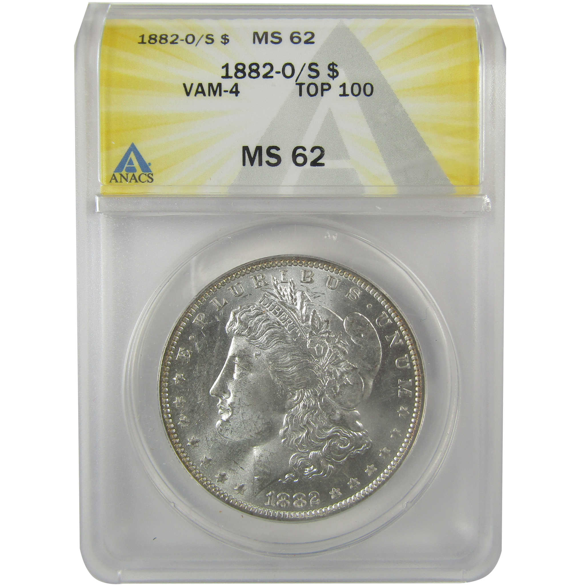 1882 O/S VAM-4 Recessed Top 100 Morgan Dollar MS 62 ANACS SKU:I21941 - Morgan coin - Morgan silver dollar - Morgan silver dollar for sale - Profile Coins & Collectibles