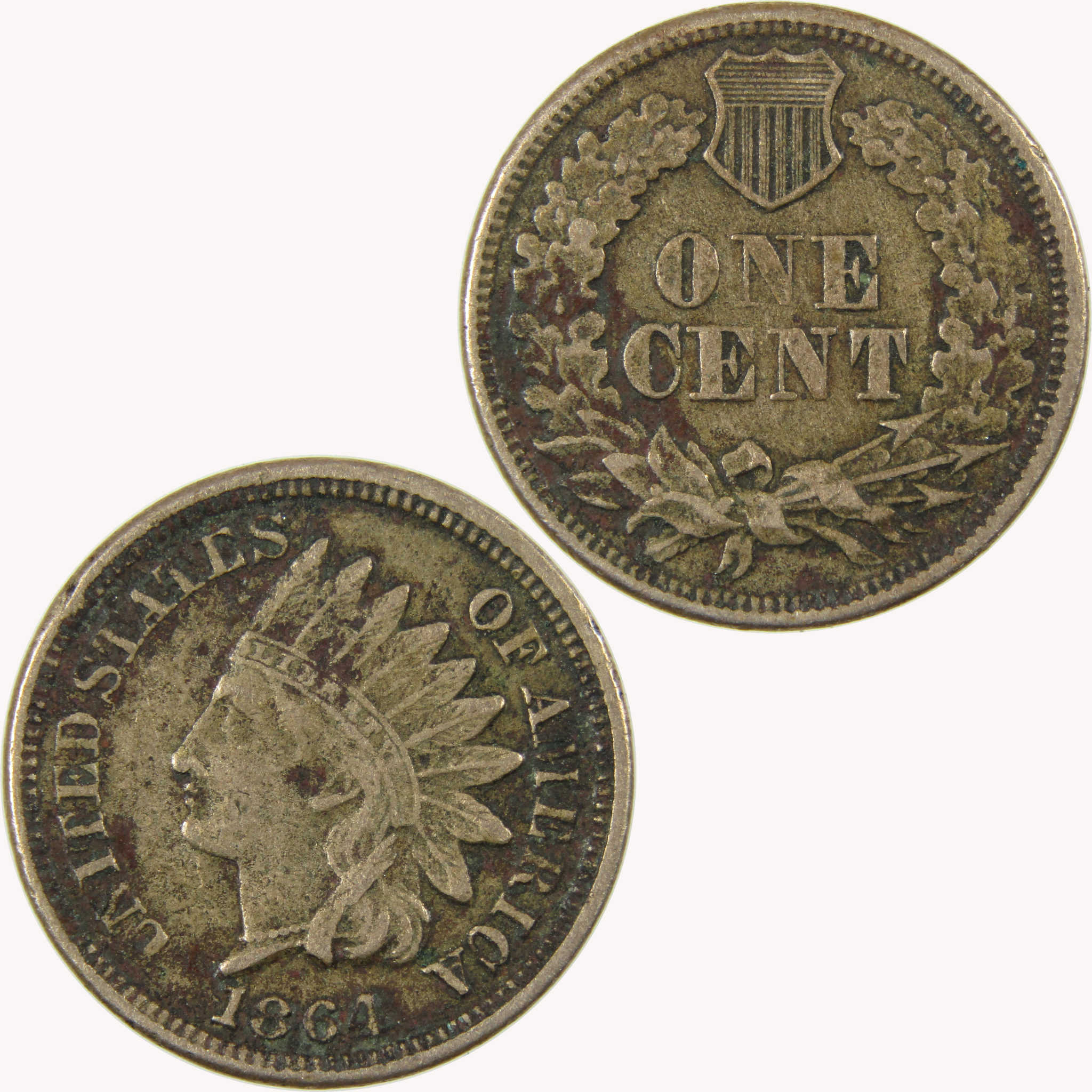 1864 Indian Head Copper-Nickel 1c VF Very Fine Details SKU:CP1081