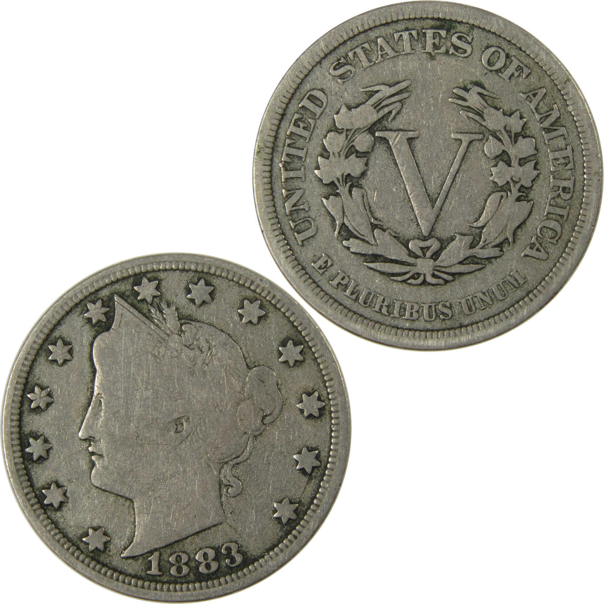 1883 No Cents Liberty Head V Nickel VG Very Good 5c Coin SKU:I26527