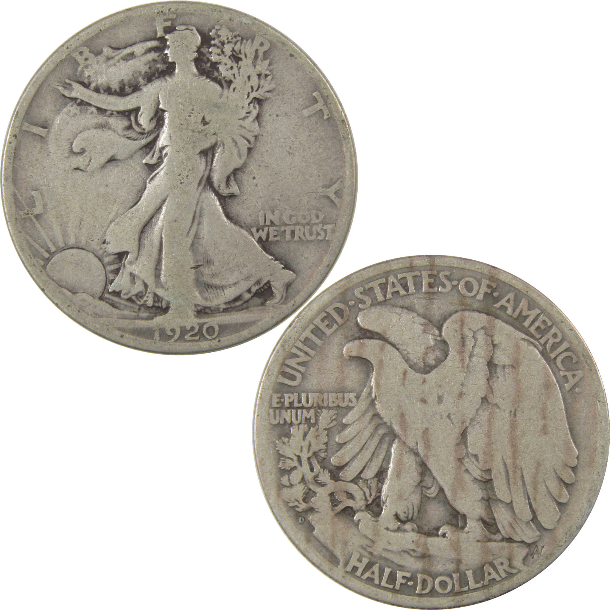 1920 D Liberty Walking Silver Half Dollar VG Very Good Coin SKU:I24151