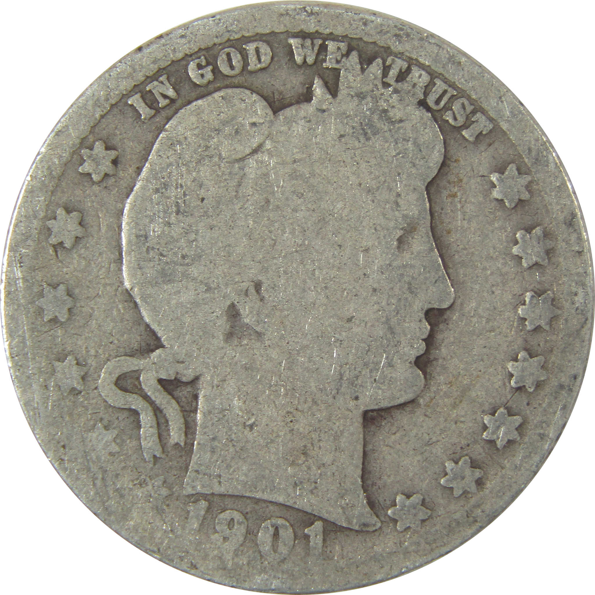 1901 O Barber Quarter AG About Good Silver 25c Coin SKU:I19797