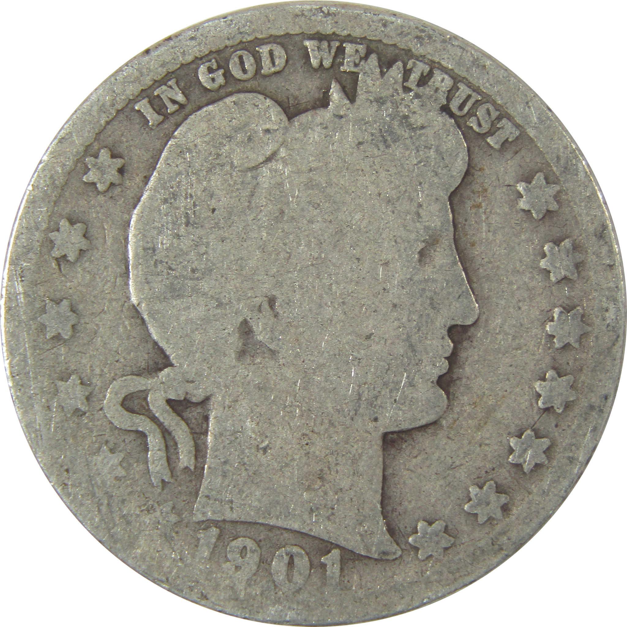 1901 O Barber Quarter AG About Good Silver 25c Coin SKU:I19797