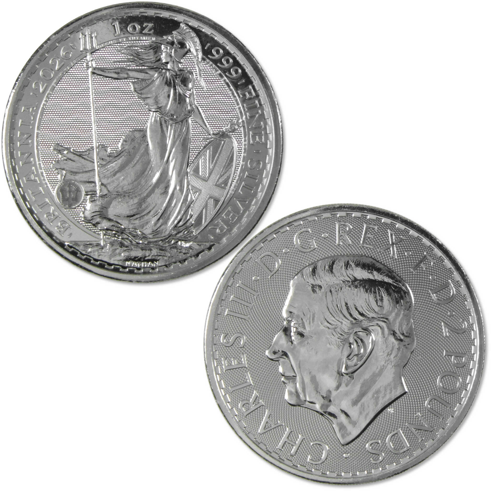 2026 UK Britannia £2 1 oz .999 Silver BU Brilliant Uncirculated Coin
