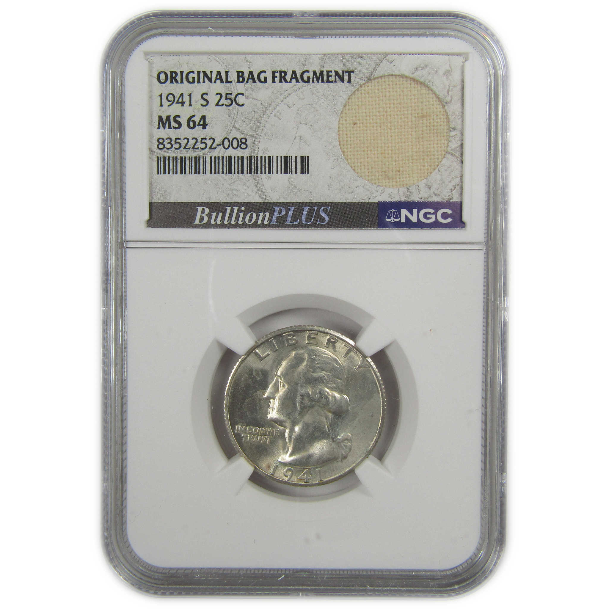 1941 S Washington Quarter MS 64 NGC Silver Bag Fragment SKU:I20607