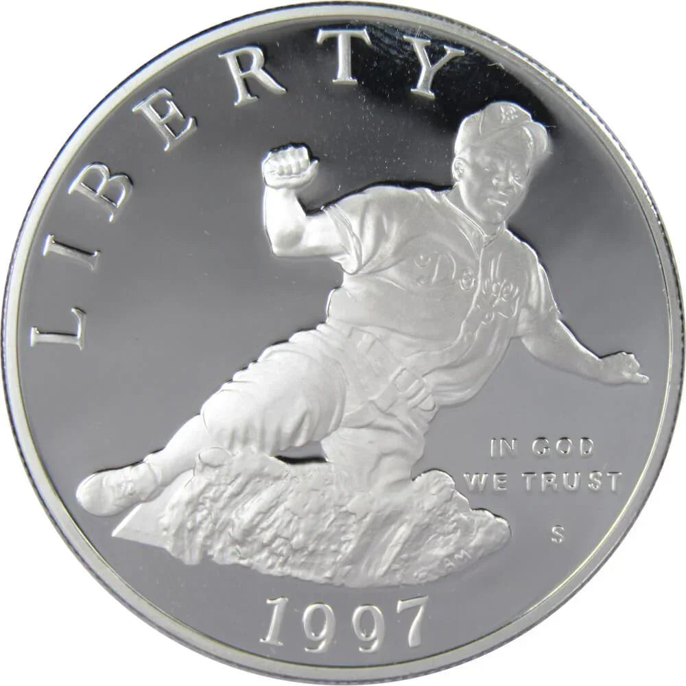 1997 S Jackie Robinson Commemorative Silver Dollar Proof $1 Coin