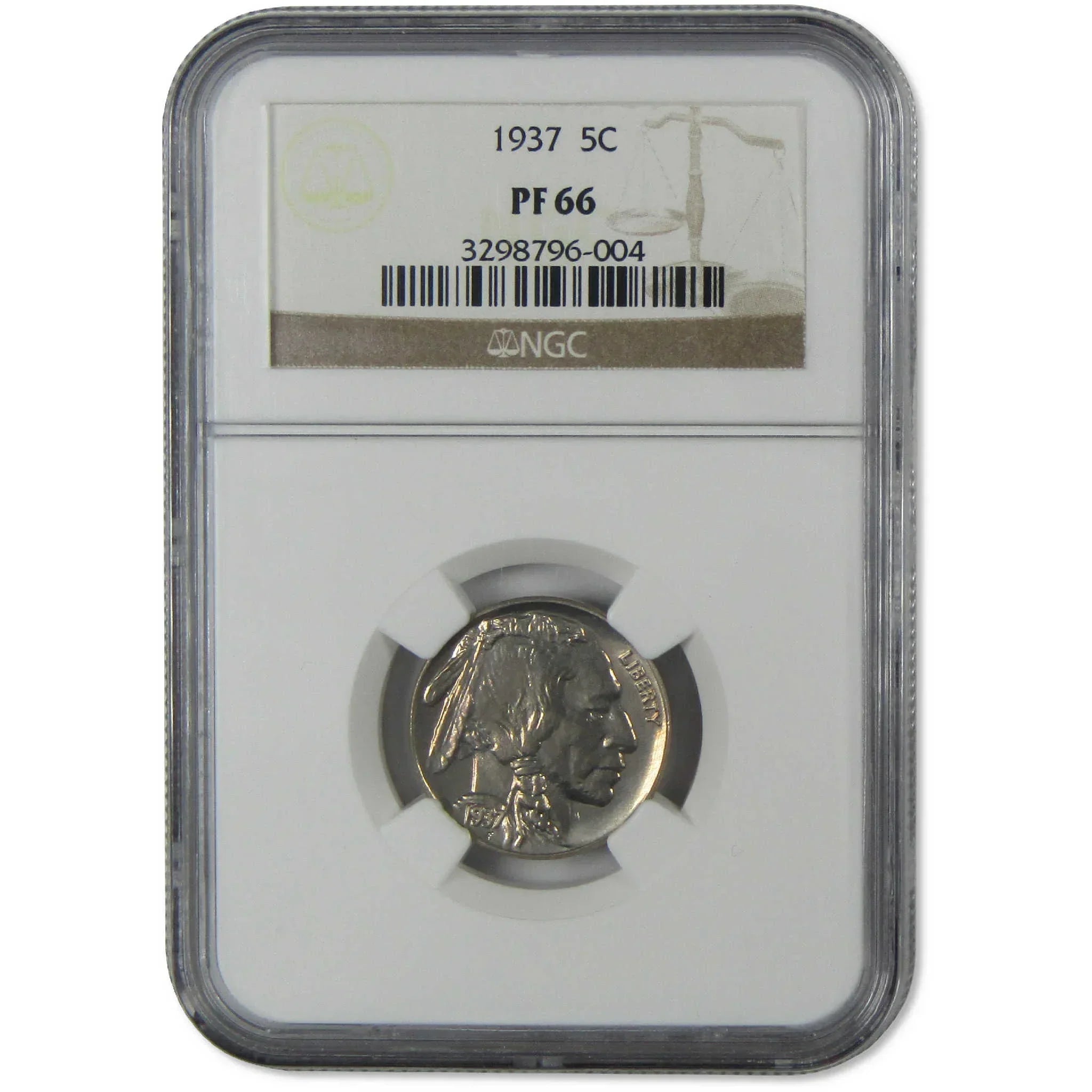 1937 Indian Head Buffalo Nickel PF 66 NGC Proof 5c Coin Collectible