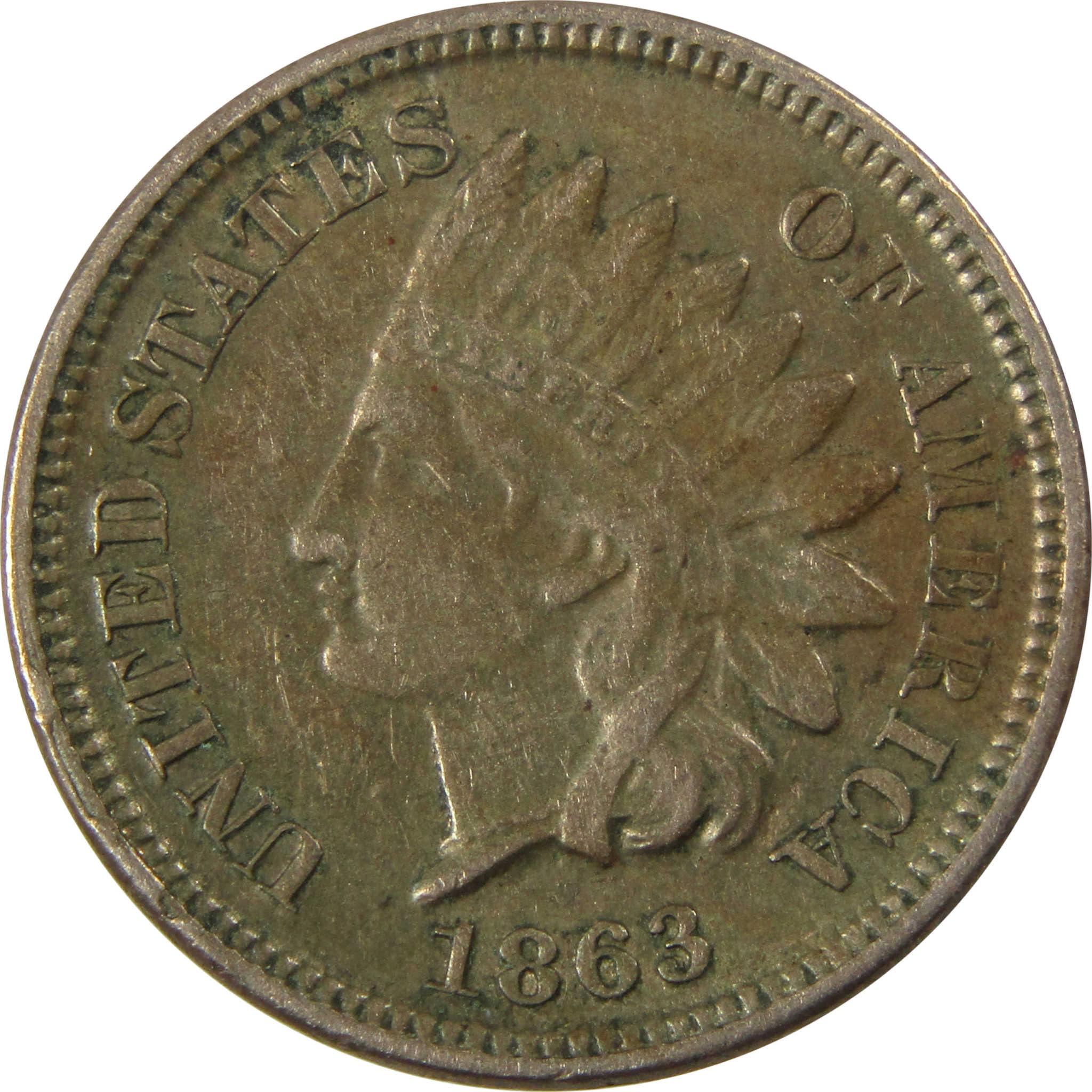 1863 Indian Head Cent XF EF Extremely Fine Penny 1c Coin SKU:CP1290