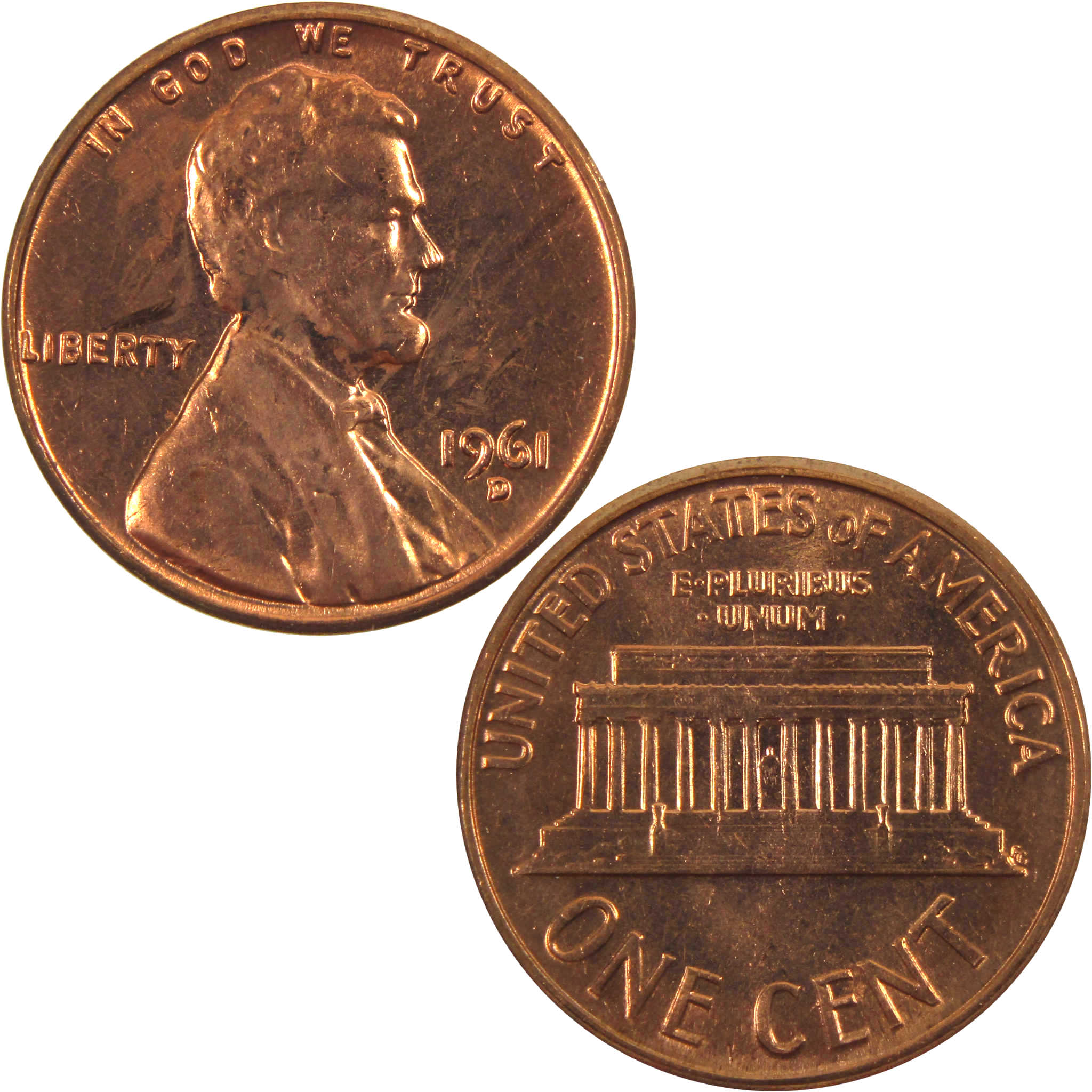 1961 D Lincoln Memorial Cent BU Uncirculated Penny 1c Coin