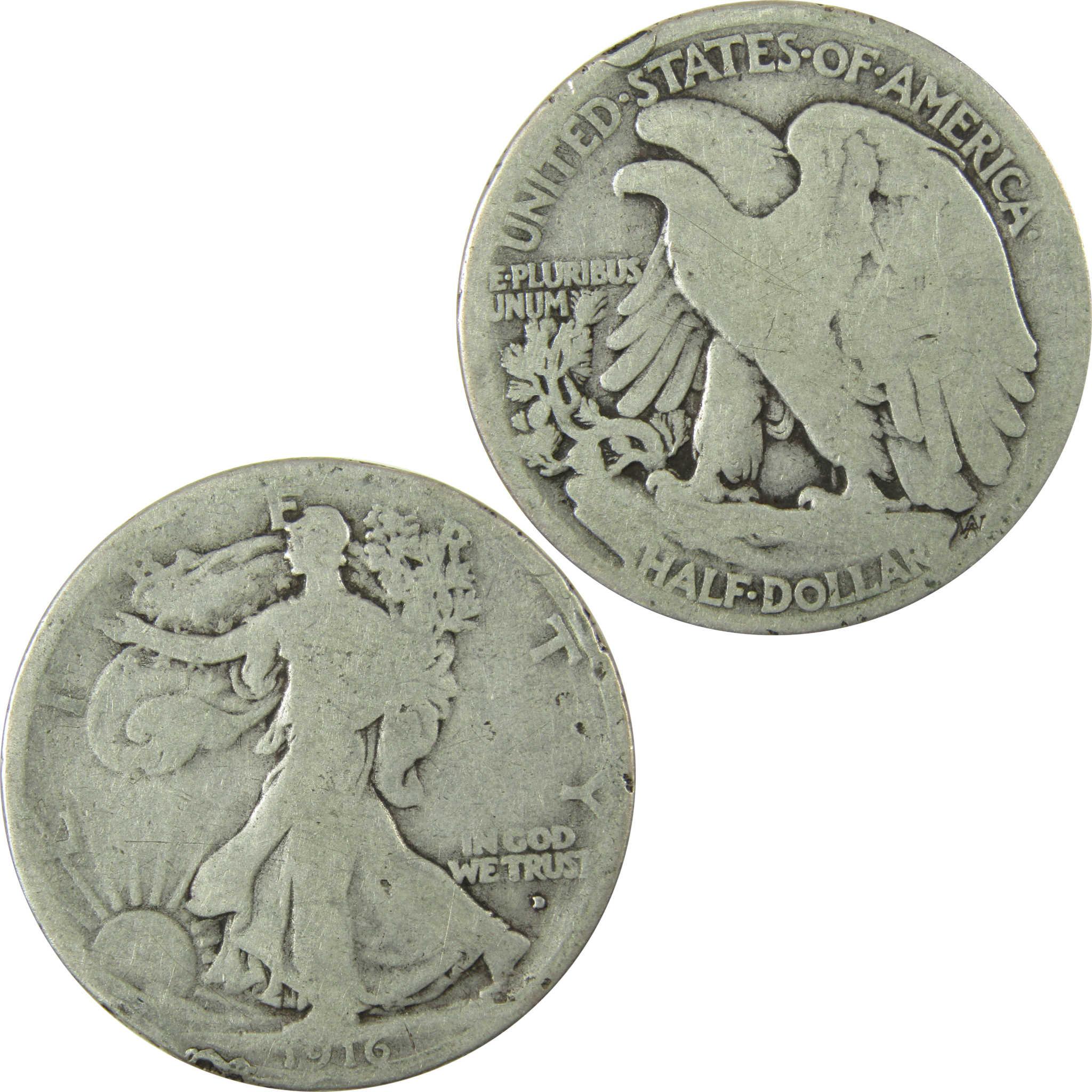 1916 D Liberty Walking Silver Half Dollar G Good Details SKU:CP1454