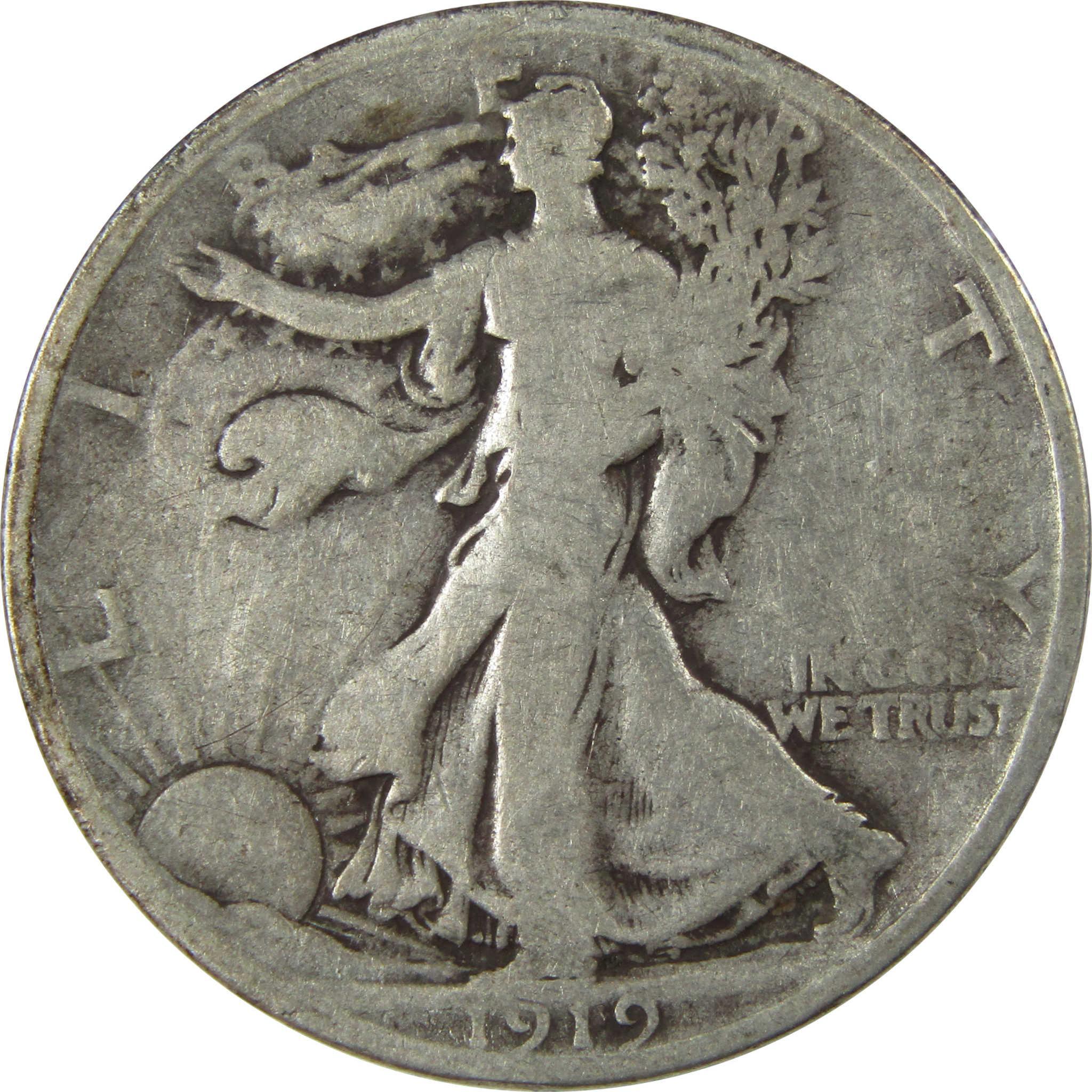 1919 D Liberty Walking Silver Half Dollar VG Very Good SKU:I25895