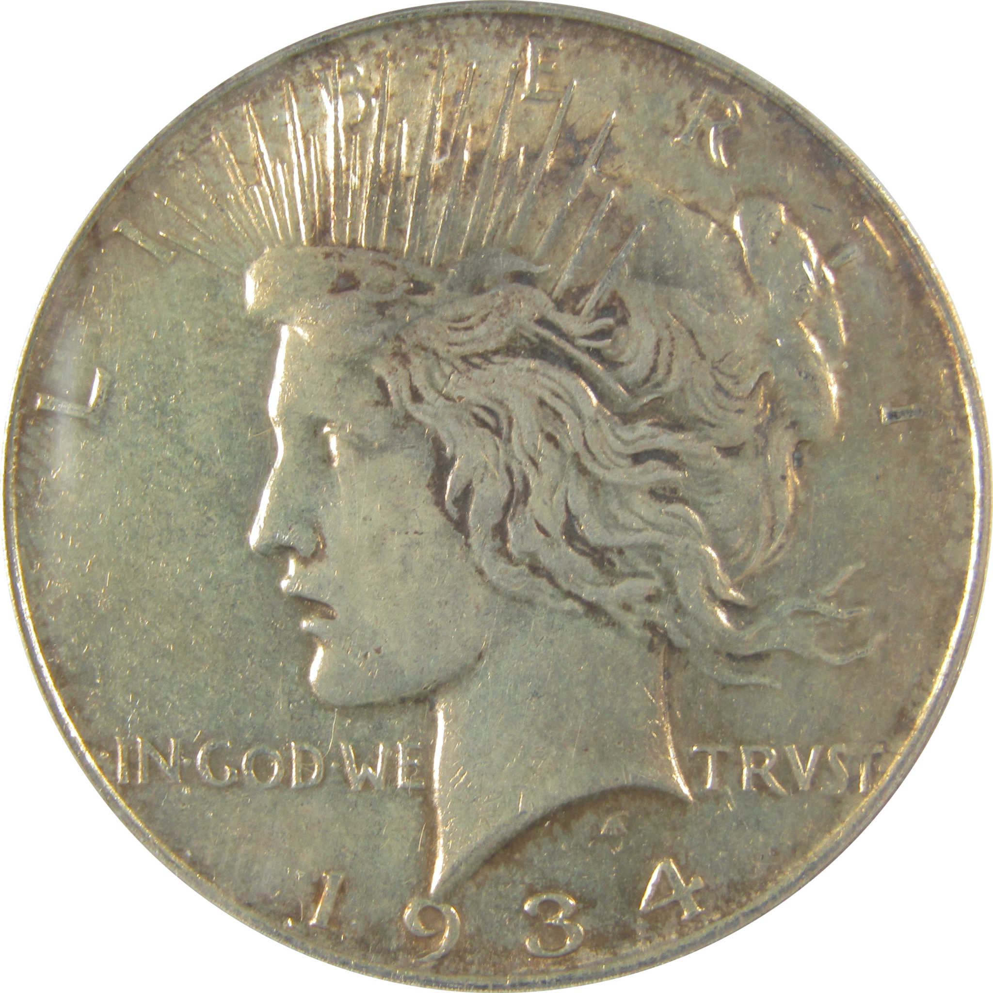 1934 D Peace Dollar AU 50 Details ANACS Silver $1 Coin SKU:I21578