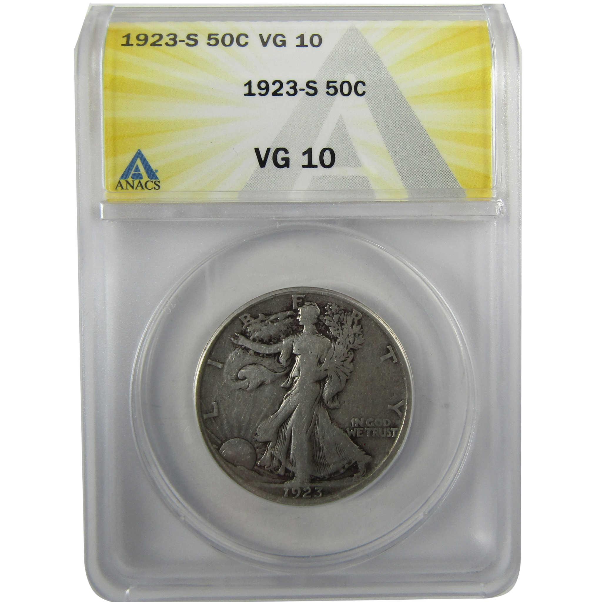 1923 S Liberty Walking Silver Half Dollar VG 10 ANACS SKU:I28044