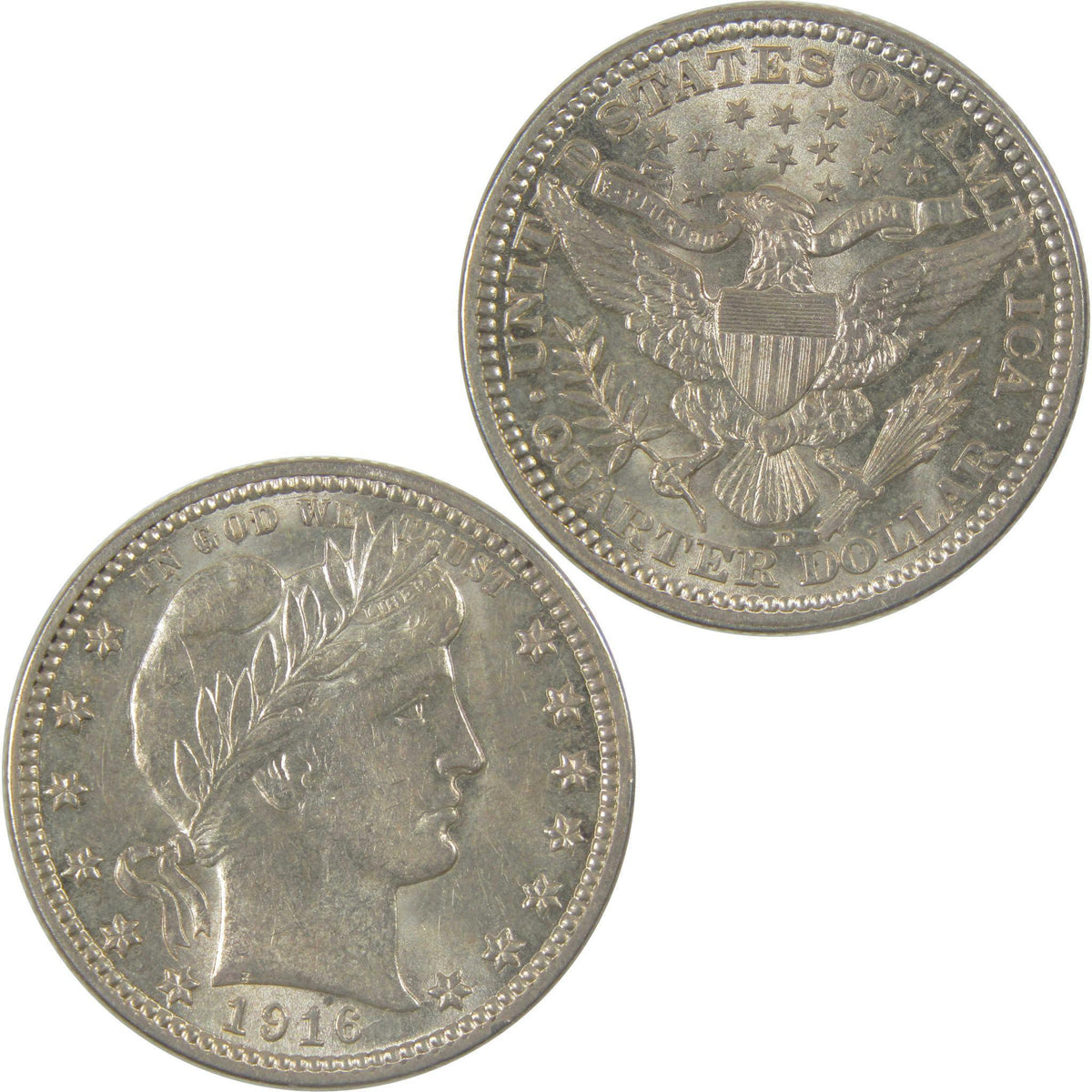 1916 D Barber Silver Quarter Borderline Uncirculated 25c Coin