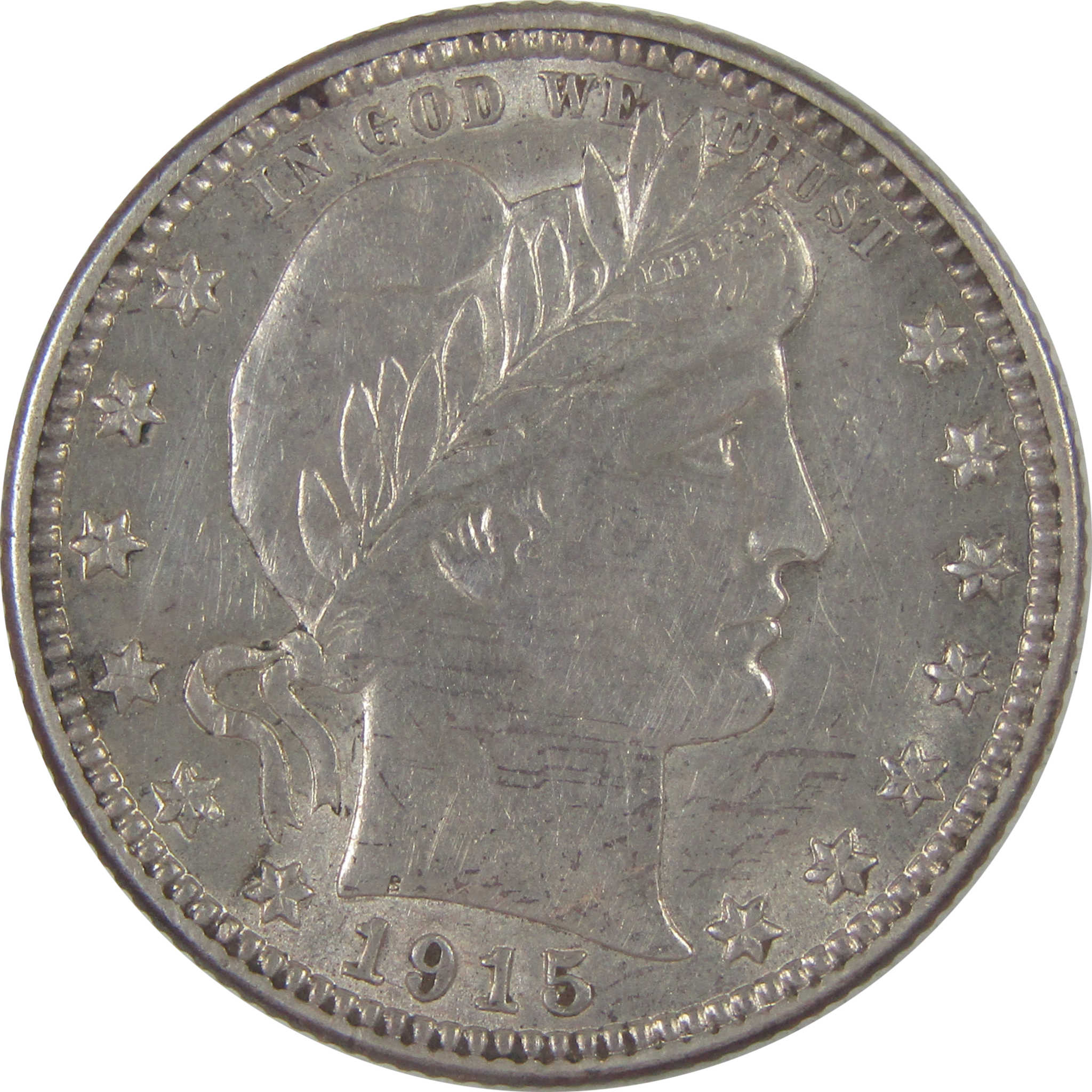 1915 D Barber Quarter AU About Uncirculated Silver 25c Coin SKU:I18736