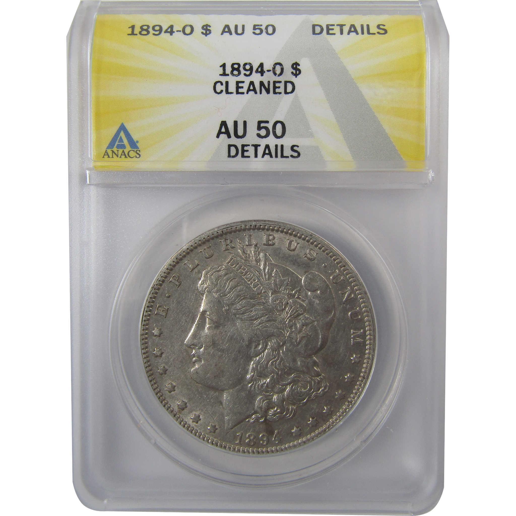 1894 O Morgan Silver Dollar AU 50 Details ANACS $1 Coin SKU:I24947 - Morgan coin - Morgan silver dollar - Morgan silver dollar for sale - Profile Coins & Collectibles