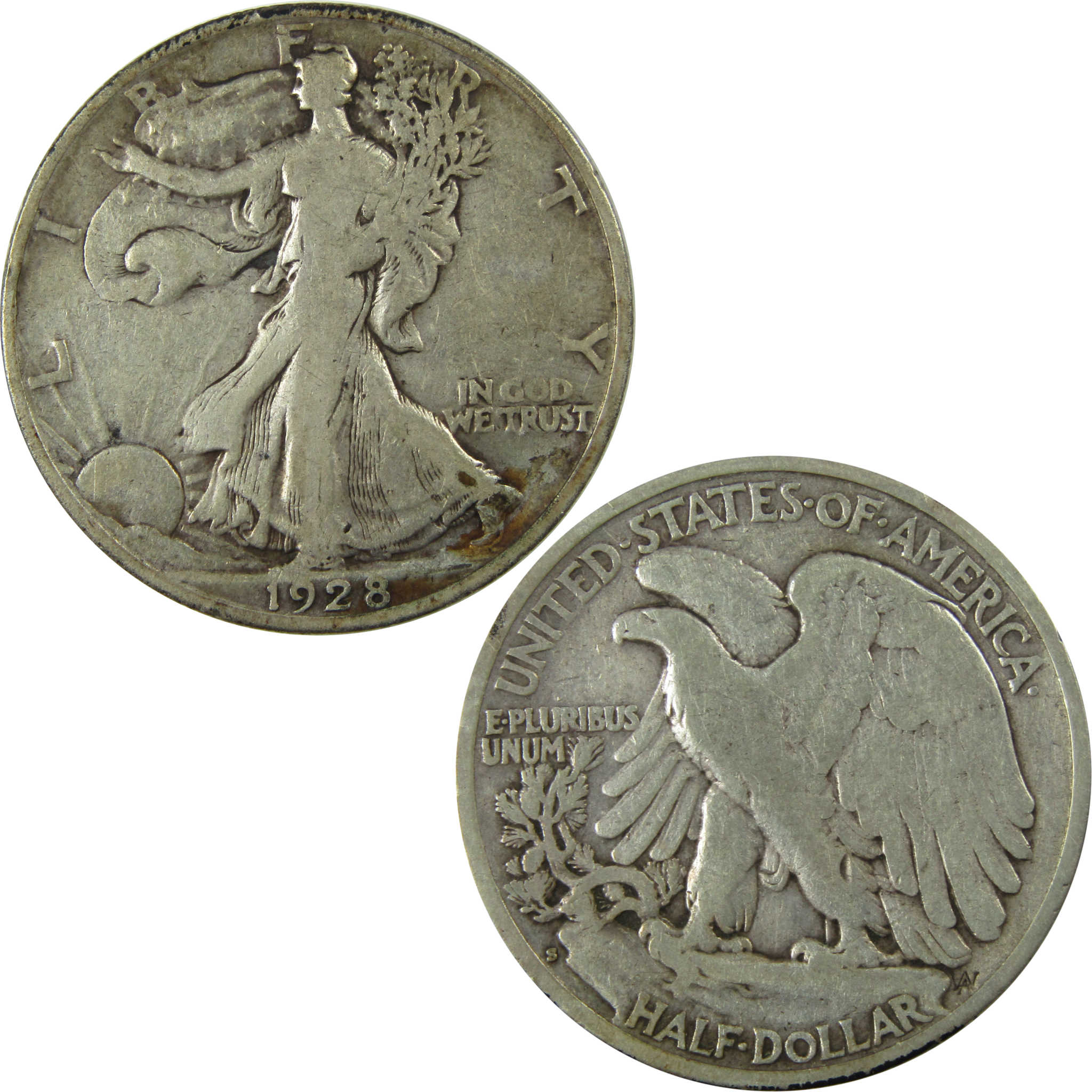 1928 S Liberty Walking Silver 50c VG Very Good 50c Coin SKU:I25931