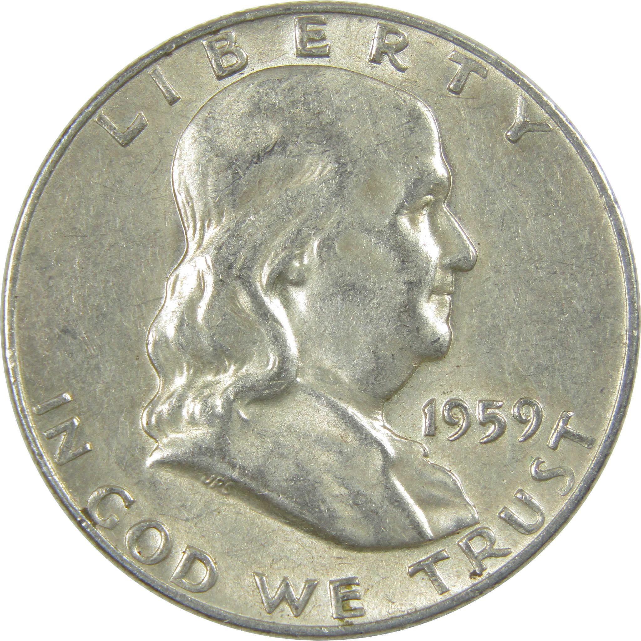 1959 D Franklin Half Dollar AU About Uncirculated Silver 50c Coin