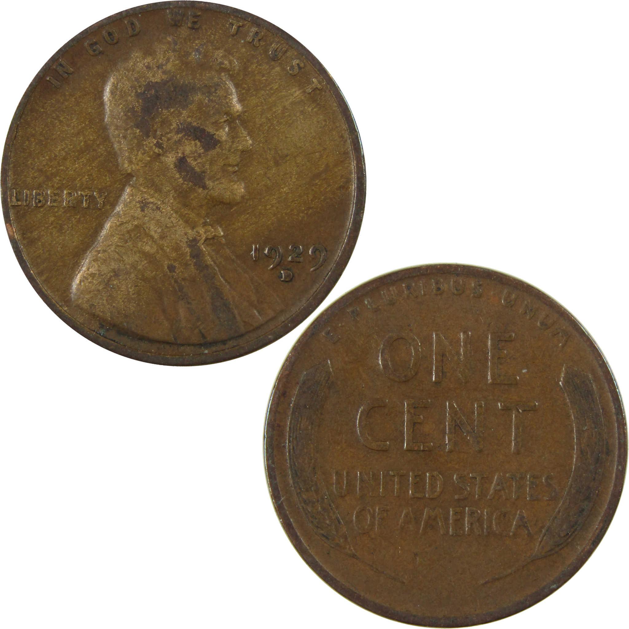 1929 D Lincoln Wheat Cent VG Very Good Penny 1c Coin SKU:I27205