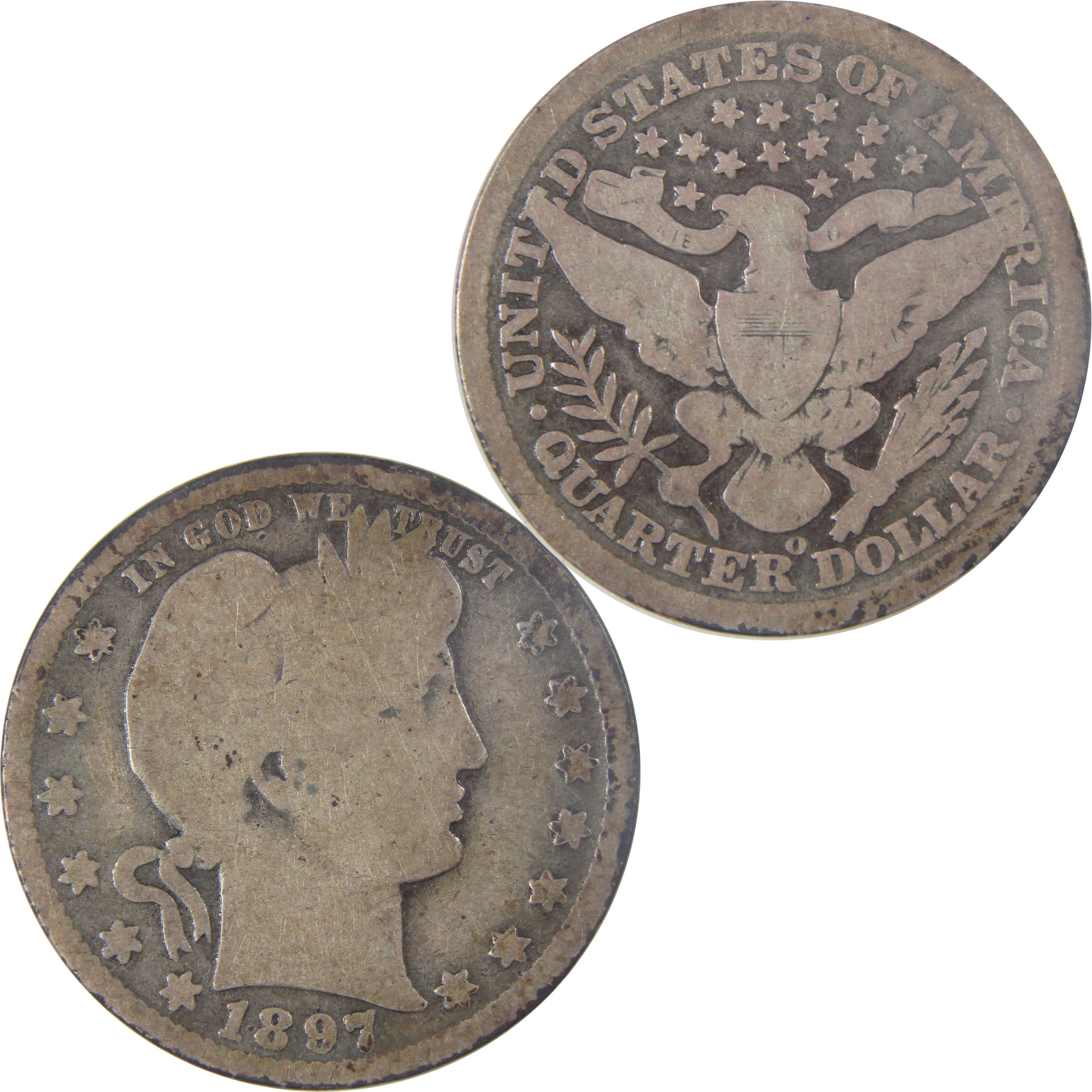 1897 O Barber Quarter G Good Silver 25c Coin SKU:I17057