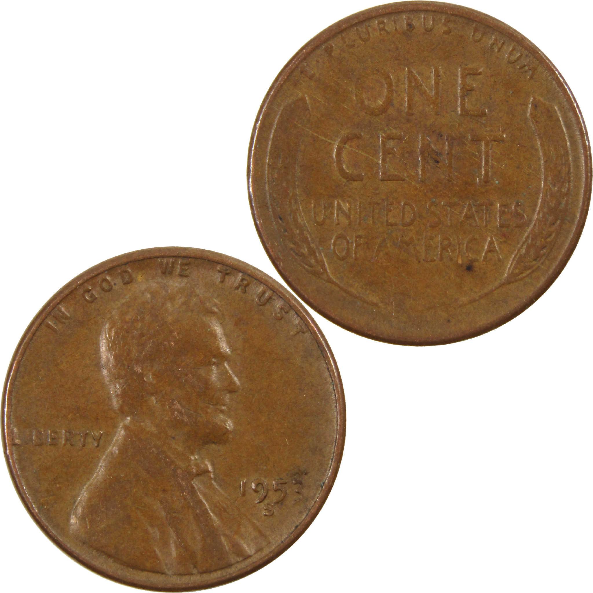 1953 S Lincoln Wheat Cent Circulated Penny 1c Coin Collectible